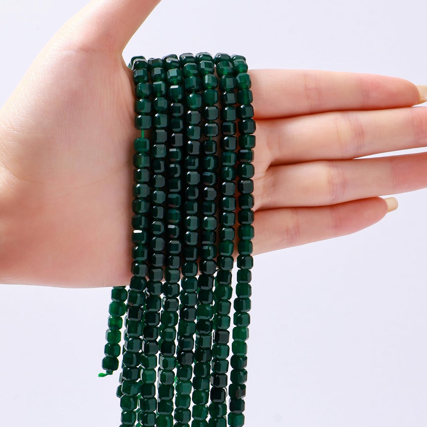 Natural Faceted Green Agate Cube Stone Beads 5-5.5mm 60pcs/str Loose Square Semi Gemstone Stone Beads for Making Bracelets Necklace Earrings
