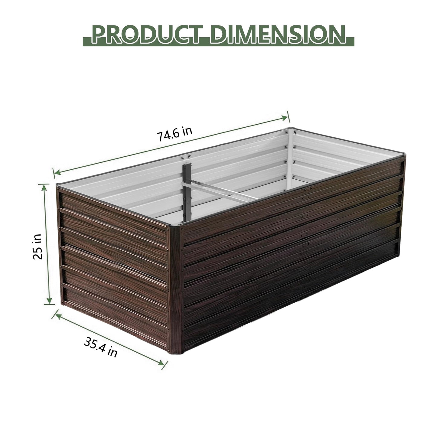 RocVanc Galvanized Raised Garden Beds 6x3x2FT Outdoor Planter Boxes with Safety Edging and Gloves Metal Garden Bed Kit for Vegetables Flower and Fruits (Brown Wood Grain