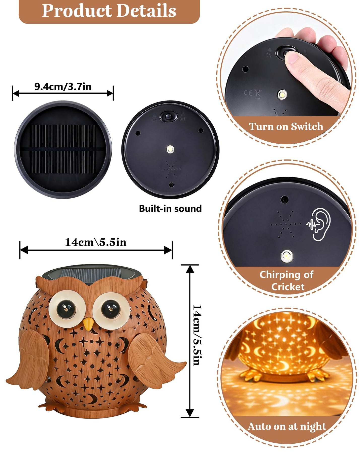 Mantunt Solar Lights Outdoor Owl Garden Decor, Solar Lanterns Outdoor Waterproof Metal Hanging Lantern Solar Garden Lights for Outside Patio Yard, Lawn, Porch, Backyard Decoration