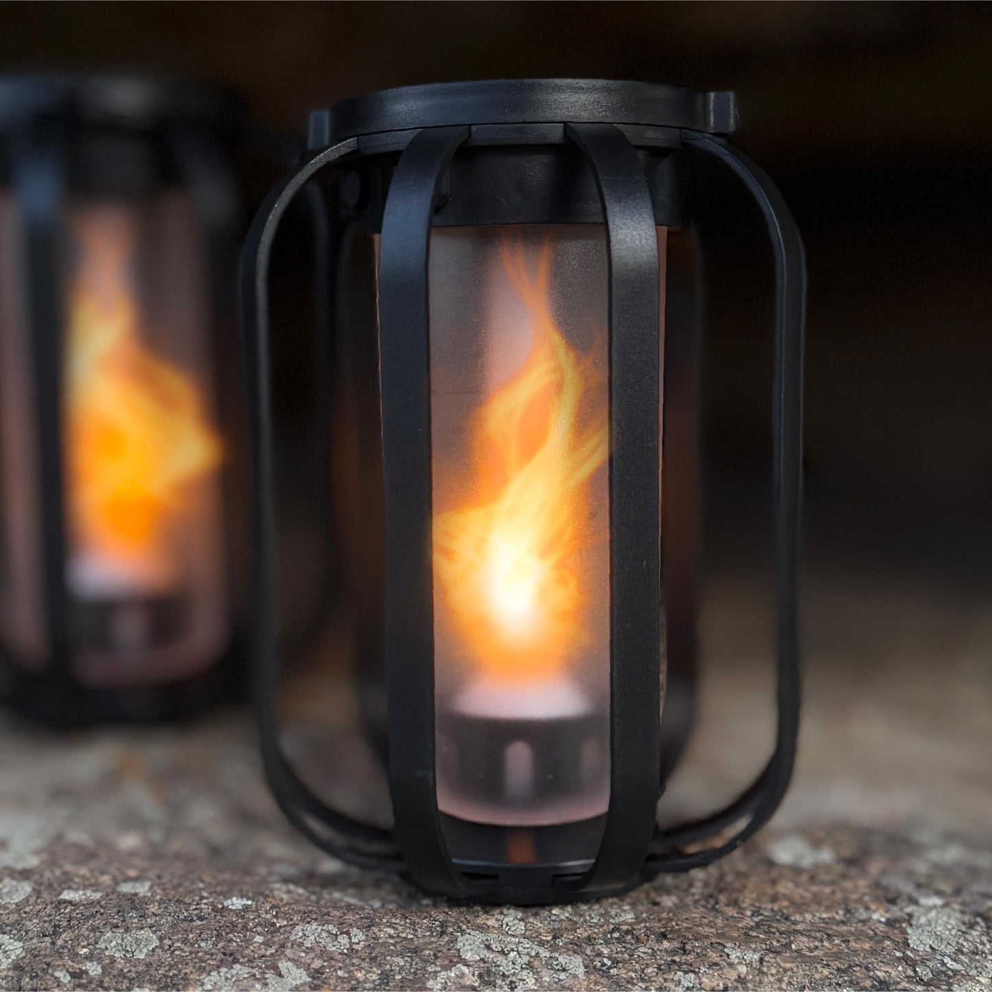 FoxFlame Modern Solar Lanterns Outdoor Waterproof-Patented Flickering LED Flame Effect,IP65 Waterproof,Matte Black Finish,Hanging Solar Lights for Outside for Patio,Garden,Porch,Outdoor Decor(1Pack)