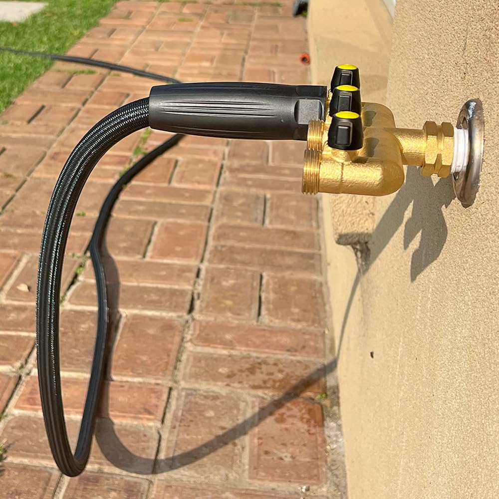 HQMPC Hose Splitter Garden Hose 3 Way Valve Brass Hose Splitter With Solid Long Handle Hose Spigot Splitter 3 Way Valve 3/4" GHT Thread