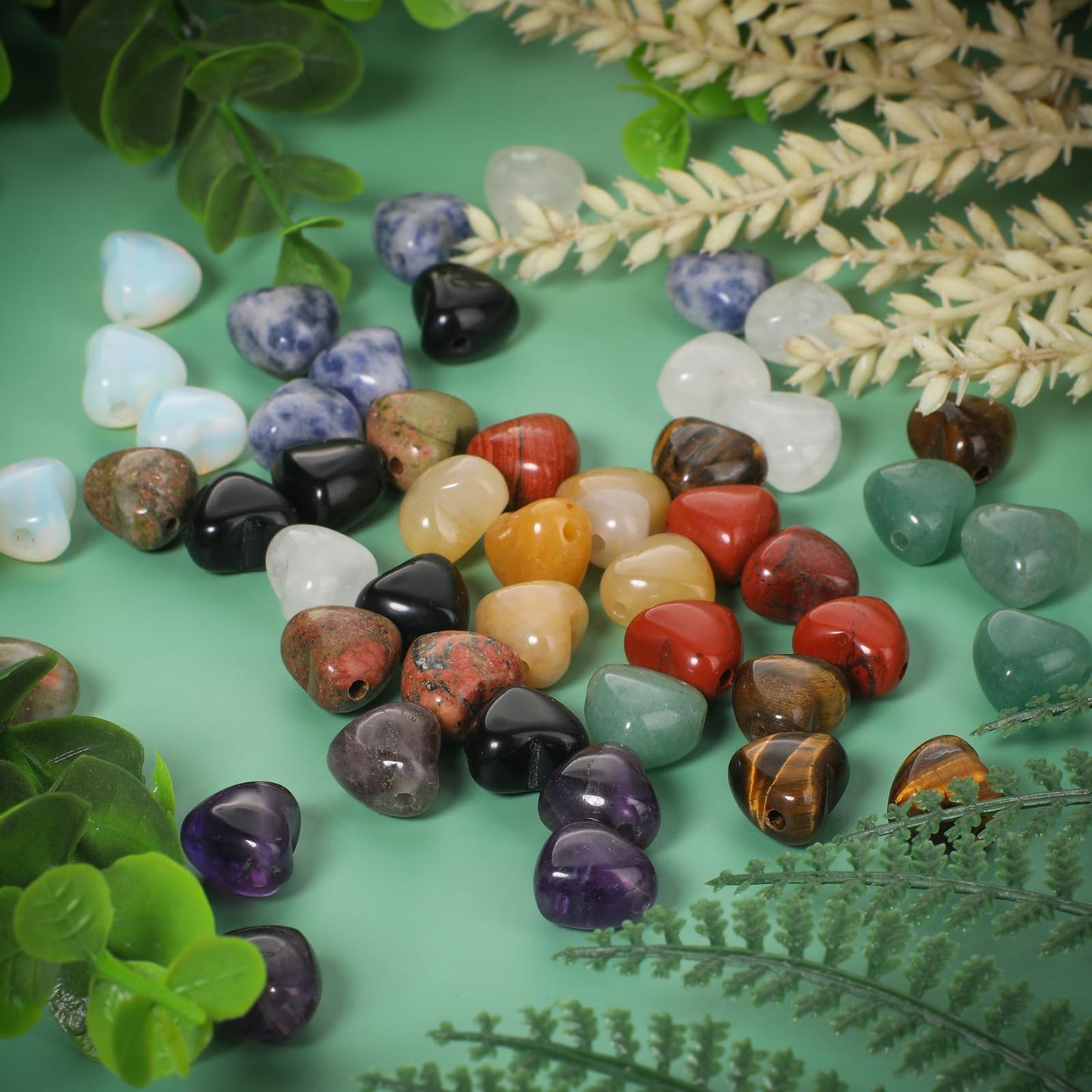 Yochus 5pcs Yellow Jade Natural Heart Stone Beads，12mm Healing Energy Gemstone for Jewelry Making Earring Necklace DIY