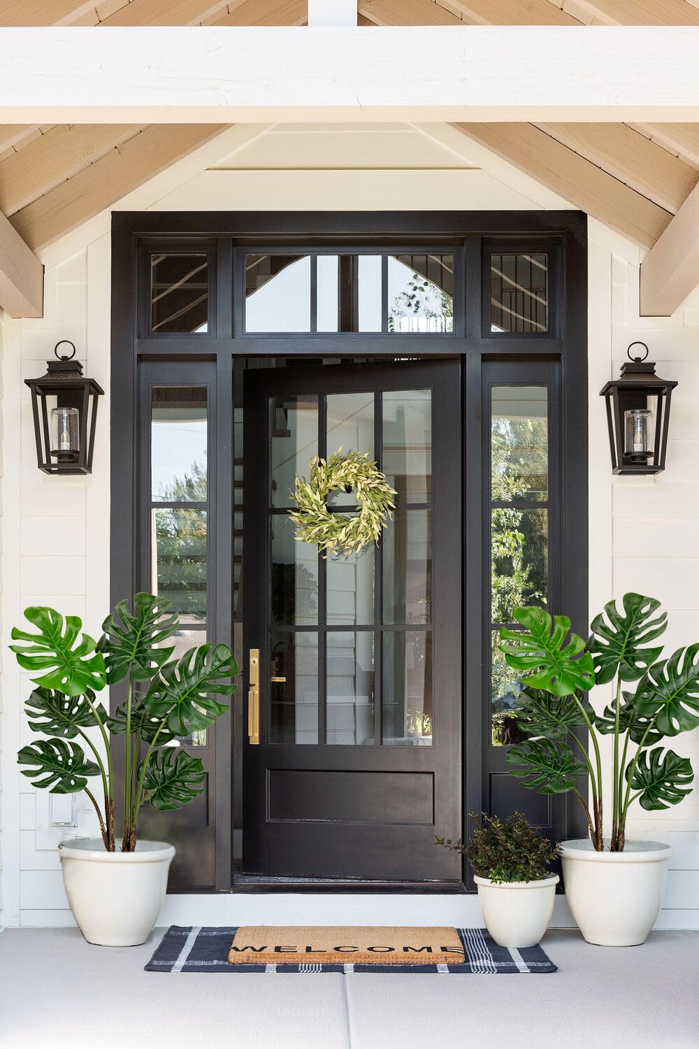 Hollyone Artificial Monstera Deliciosa Plant 3FT Tall Fake Tropical Palm Plants Trees Faux Monstera Indoor Swiss Cheese Plants for Indoor Outdoor Home Office Garden Living Room Decoration, 1 Pack