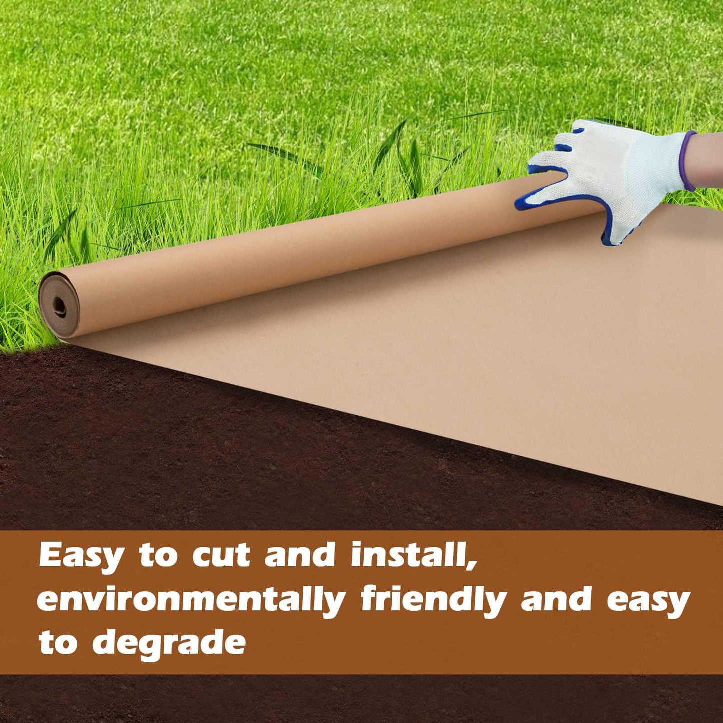 gjkldcvb 4 x 50 Ft Biodegradable Paper Weed Barrier Heavy Duty Biodegradable Landscape Fabric Garden Bed Grass Garden Paper Weed Control Barrier Weed Paper for Landscaping