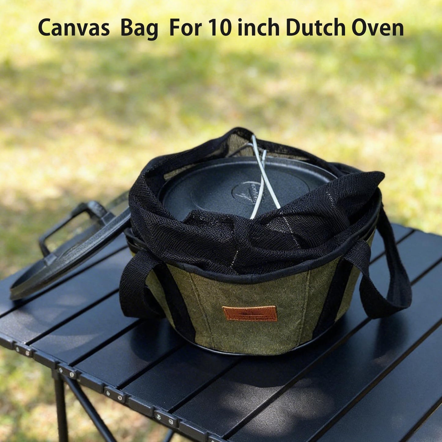 Campingmoon 10 In Dutch Oven Bag, Heavy Duty Canvas Camping Storage Bag with Drawstring, Portable Cookware Organizer for Cast Iron Pot, Anti-Scratch Protection for Camping Picnic