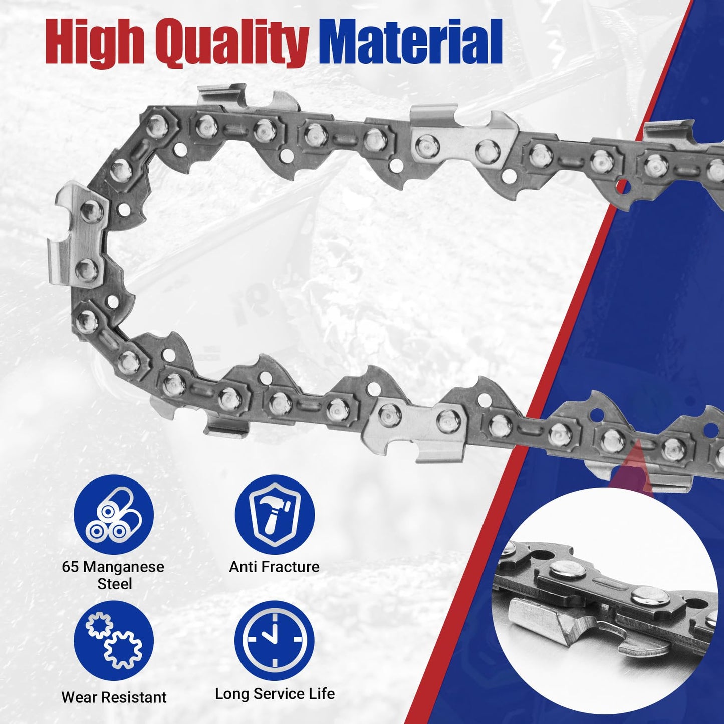 18 Inch Chainsaw Chain 3/8" LP Pitch 62 Drive Links Replacement for EGO AC1800, 18" Chain Saw Chains Fit for EGO CS1800, CS1803, CS1804 DCCS672B Chainsaw (3Pcs)