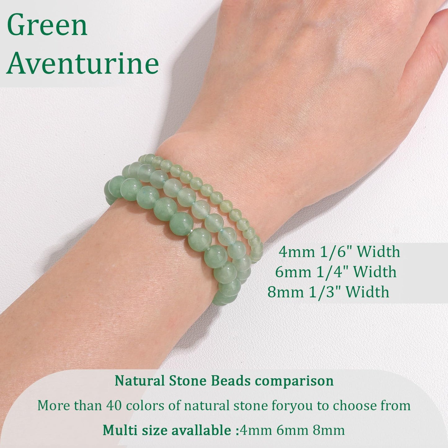 Vinswet Healing Crystal Bracelets for Women Men 8mm Green Aventurine Natural Stone Beaded Stretch Bracelet Handmade Gemstone Reiki Spiritual Jewelry Gifts
