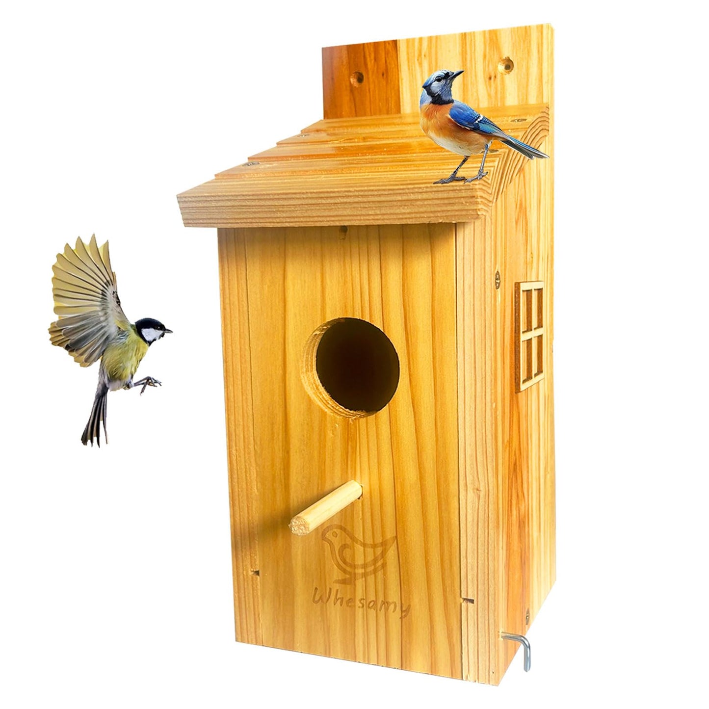 Whesamy Large Bird House, Bird Houses for Outside Clearance, Cedar Birdhouses for Outdoors, Wood Birdhouse with Secure Latch, Bluebird Houses for Wren Swallow Finch Hummingbird