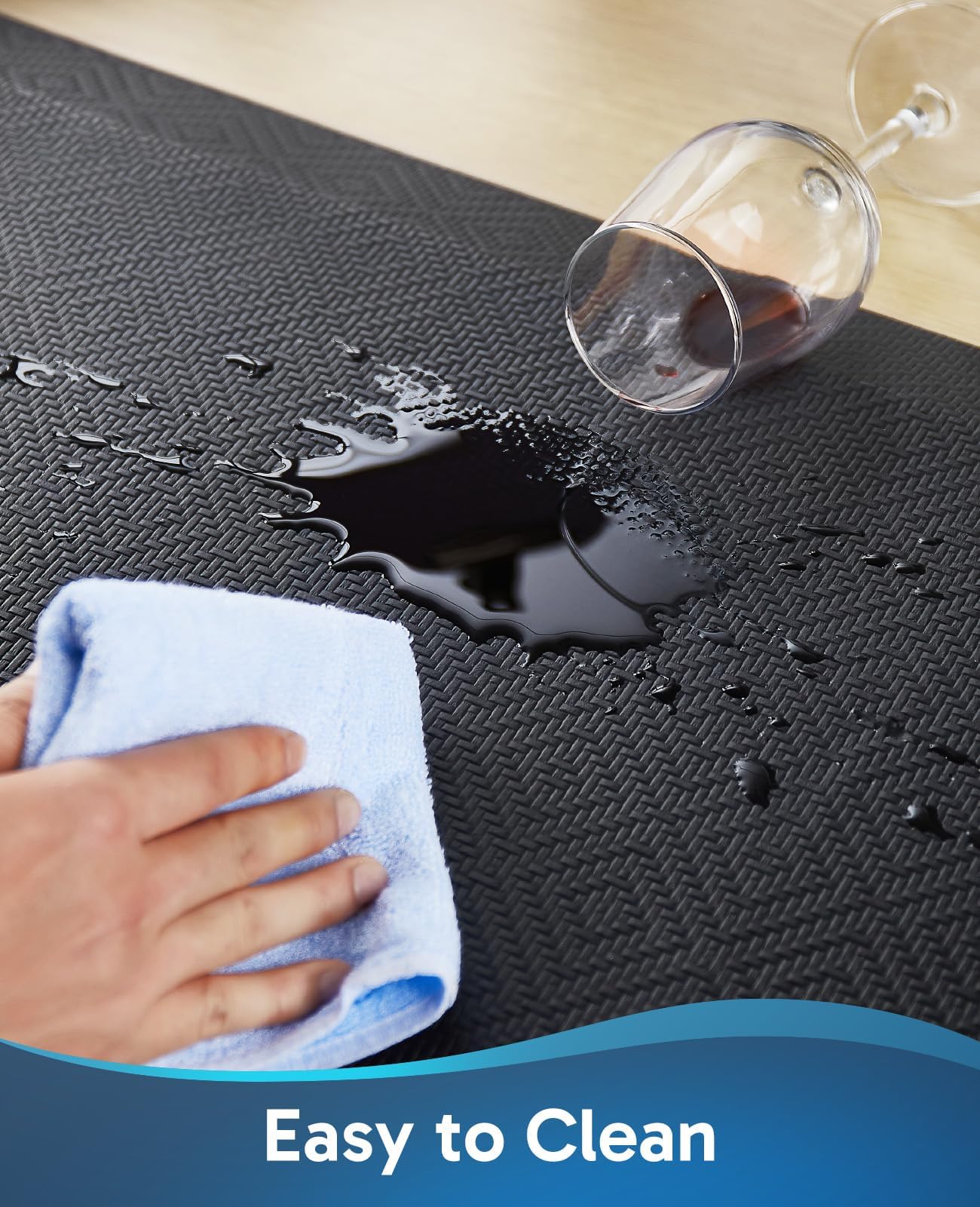 Ophanie Kitchen Mats for Floor, 3/4 inch Thick, 20x39 Anti Fatigue Cushioned Mat, Kitchen Rugs, Waterproof, Comfort Ergonomic Standing Mat for Office, Home, Sink, Black Non-Slip Ridged Bottom