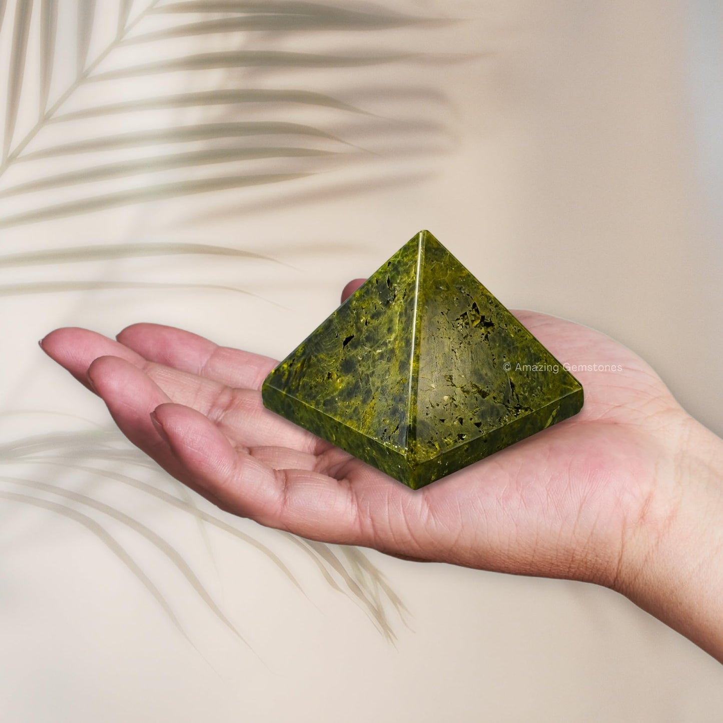 Amazing Gemstone Green Tourmaline in Matrix Pyramid Crystal Healing Stones - 2" Great Pyramid Figurine of Natural Stone Pyramid for Meditation, Reiki, Chakra Balancing and Crystal Pyramids Grid