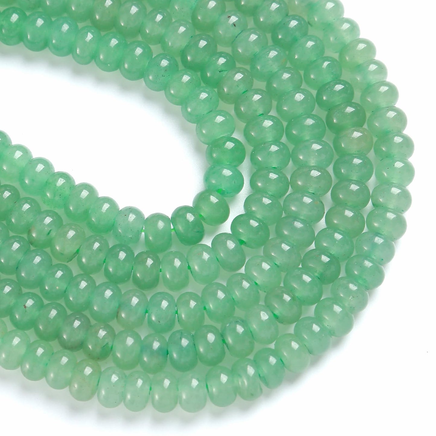 5x8mm 76pcs Natural Stone Green Aventurine Rondelle Spacer Loose Beads Abacus Disk Stone Round Loose Gemstone Beads for Jewelry Making DIY Bracelet Necklace