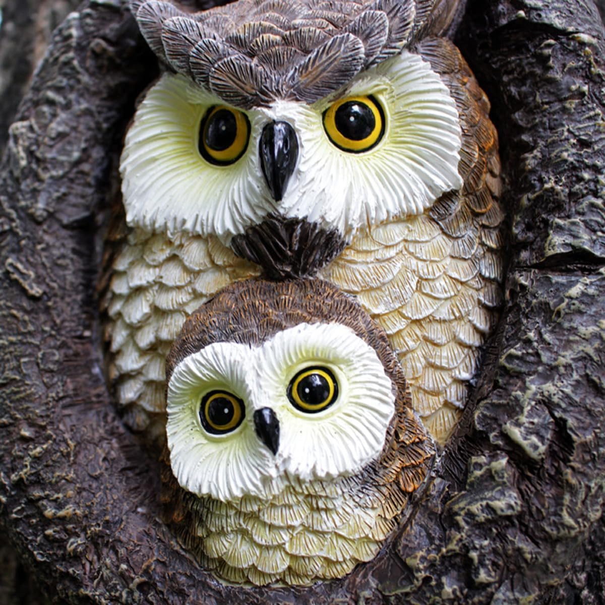 Colomix Owlet and Mom Owl Tree Hugger, Tree Faces Garden Sculpture, Owls Garden Statues, Tree Peeker Yard Art Ornament, Durable & Waterproof, Decorations Gardening Presents for Housewarming Birthday