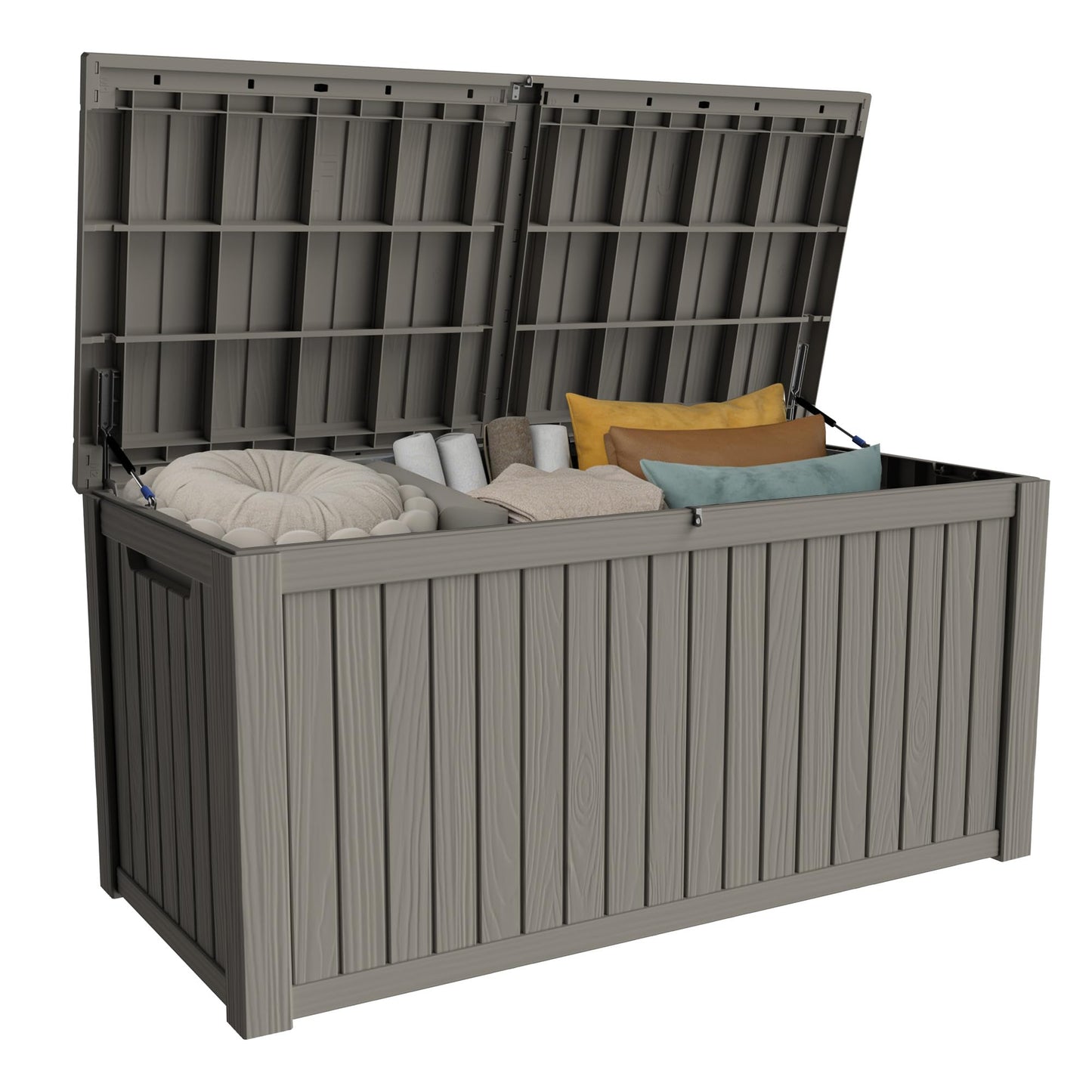 PATIOEASY Outdoor Storage Box 205GAL Waterproof Resin Deck Box,Pool Accessories Supplies，UV-Resistant Lockable Package Delivery Bin for Garden Tools,Large Patio Outside Cushions,Chest,Furniture,Grey