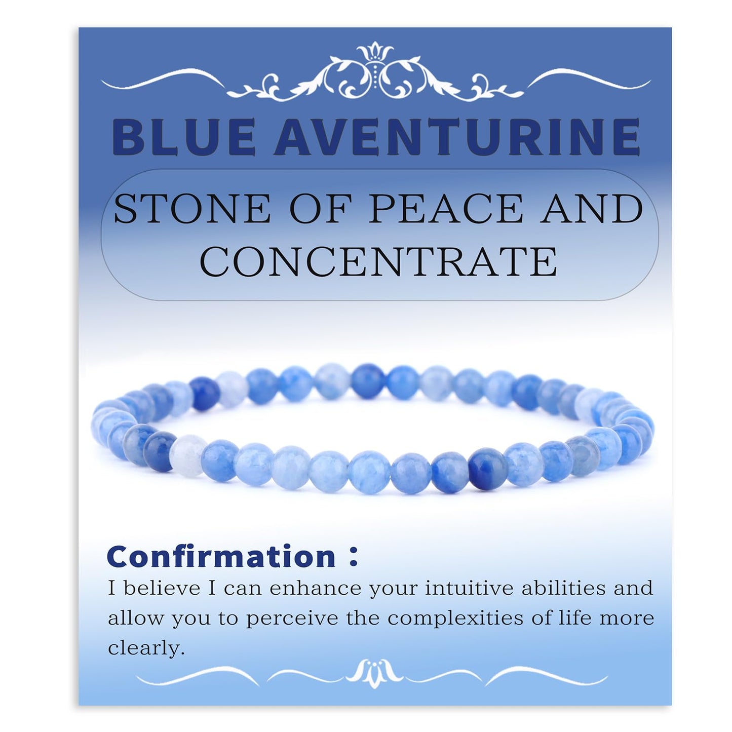 Bymitel 4mm Blue Aventurine - Handmade Reiki Gemstone Stretch Bracelet, Natural Beauty & Spiritual Essence, Crystal Healing for Unisex Adults