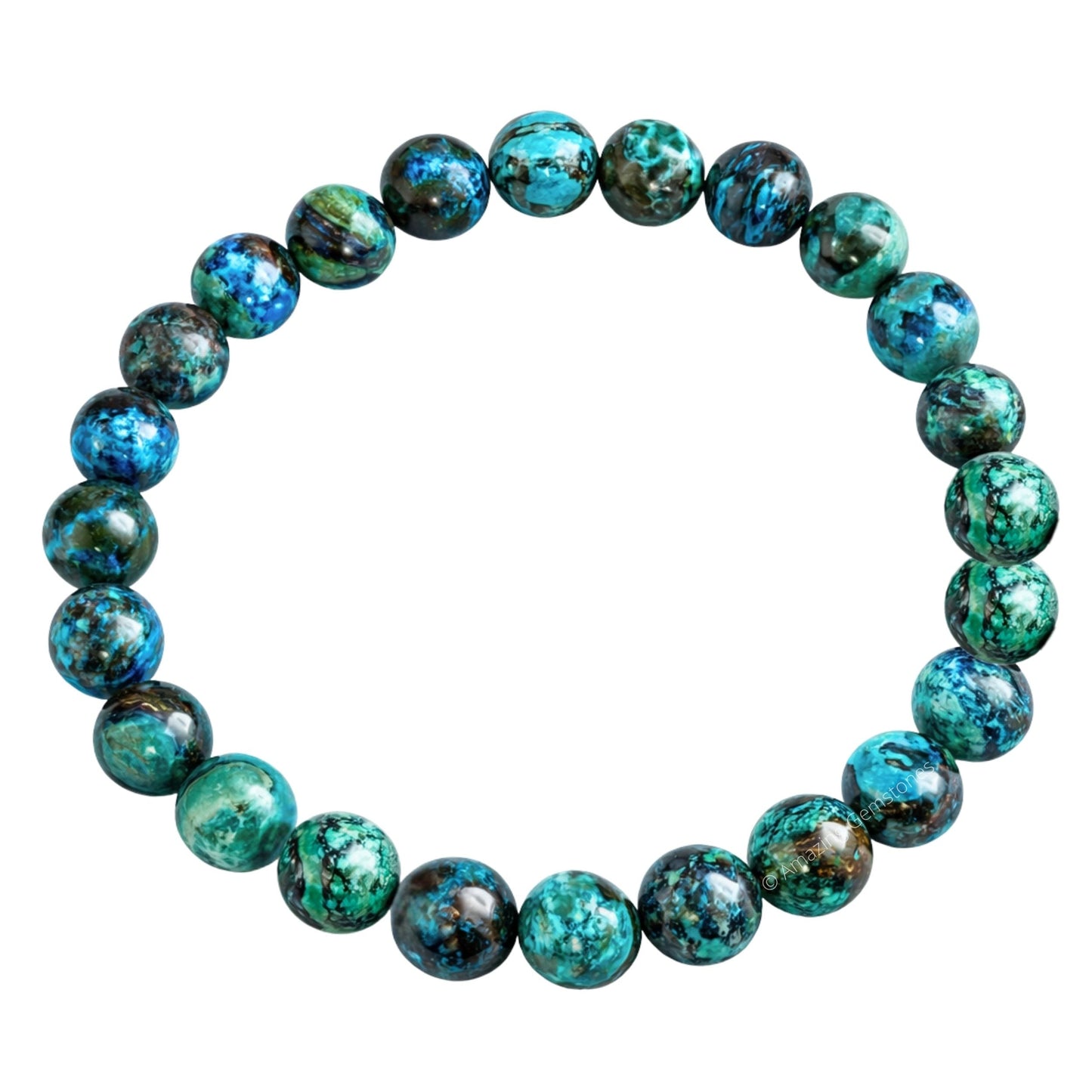 Amazing Gemstone Crystal Bracelet for Women Men's Gifts - Protection Healing Crystal Bracelet - 8mm Gemstone Beaded Stretchable Bracelet Pulseras Para Hombres Mujer Stocking Stuffers Mothers Day Gift (Chrysocolla)
