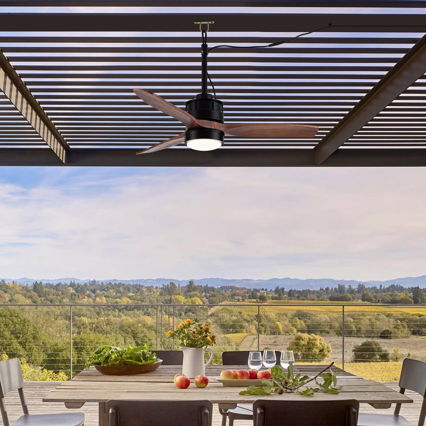 Vernal Life 42“ Gazebo Fans Outdoor Hanging for Pergola Patios Waterproof with Remote Control, DC Motor w 6-Speeds, Walnut