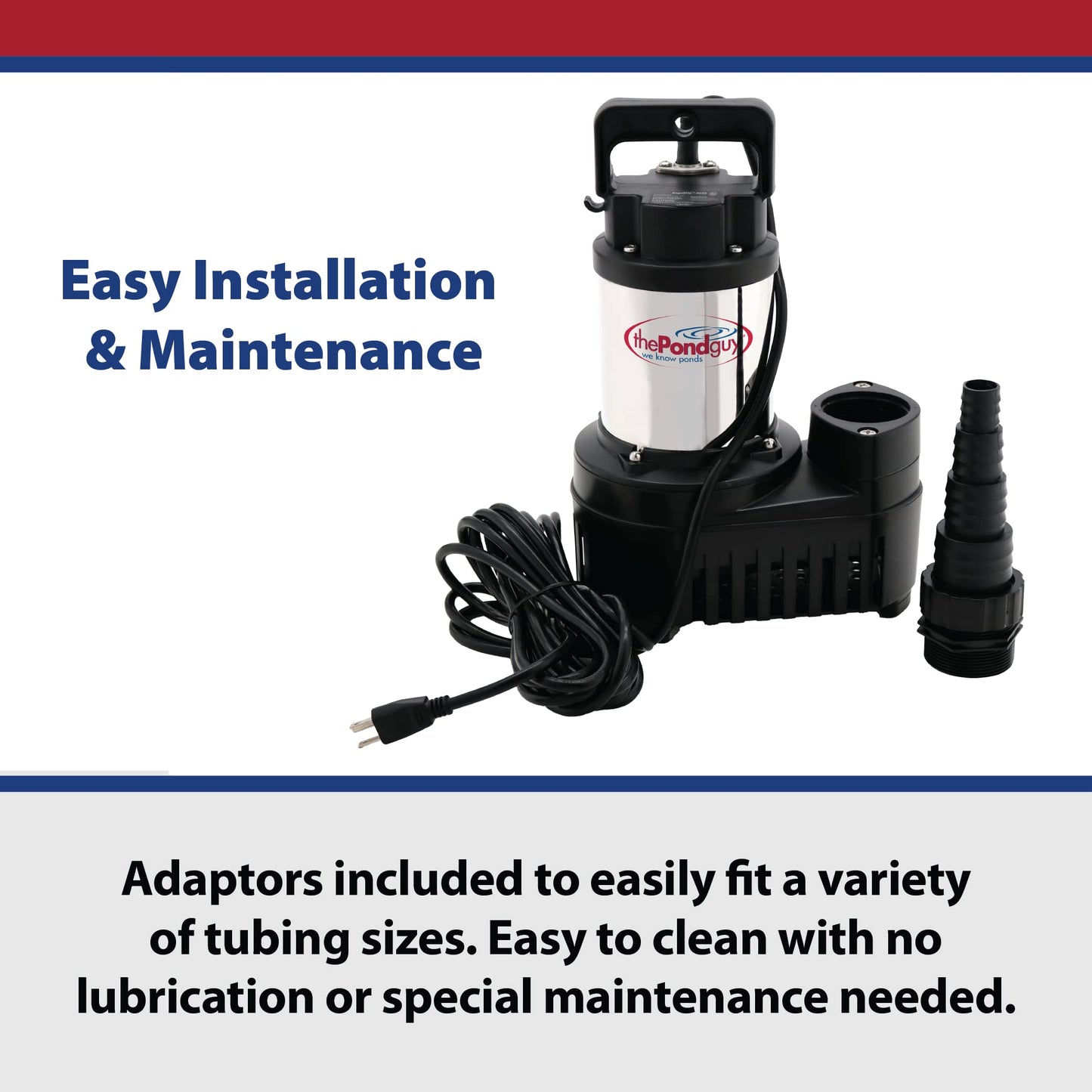 The Pond Guy RapidFlo Submersible Outdoor Water Pump, Perfect for Ponds, Waterfalls, Streams, Hydroponics & Pondless Features, Easy Install, Energy Saving, Quiet, Powerful Flow, Asynchronous, 4000 GPH
