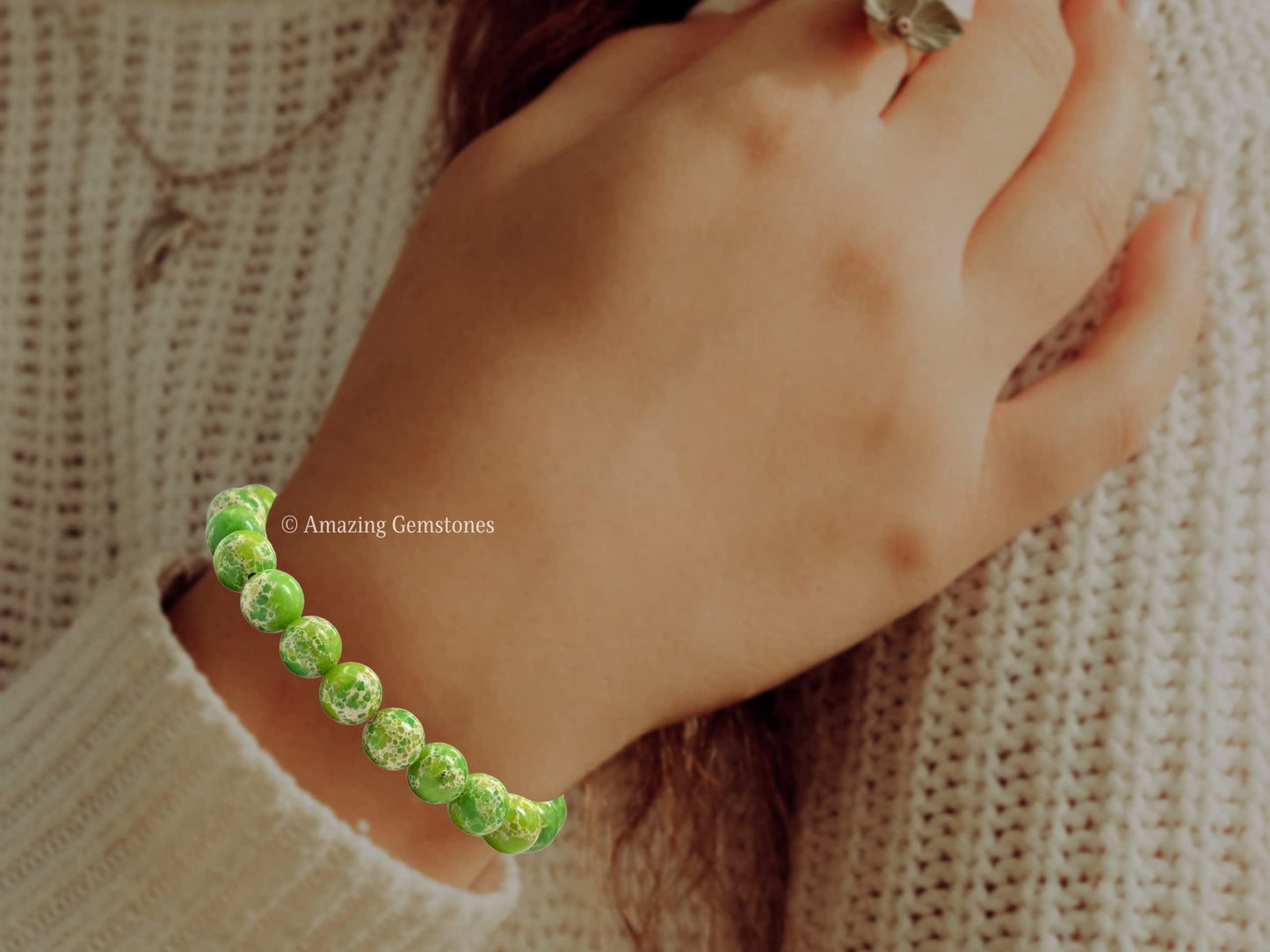 Amazing Gemstone Crystal Bracelet for Women Men's Gifts - Protection Healing Crystal Bracelet - 8mm Gemstone Beaded Stretchable Bracelet Pulseras Para Hombres Mujer Stocking Stuffers Mothers Day Gift (Green Turquoise)