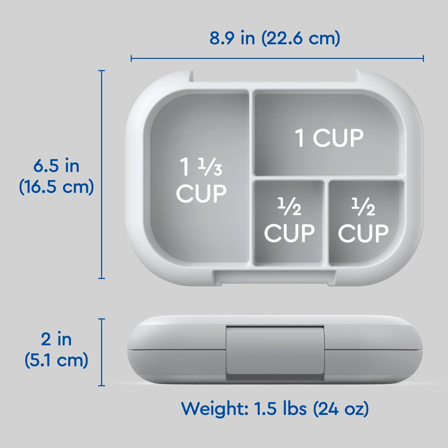 Bentgo Chill Kids Leak-Proof Lunch Box - 4-Compartment Bento Box with Built-In Ice Pack, 3.3 Cup Capacity, PFAS & BPA-Free, Microwave & Dishwasher Safe, Ideal Size for Ages 3 to 7 (Gray)