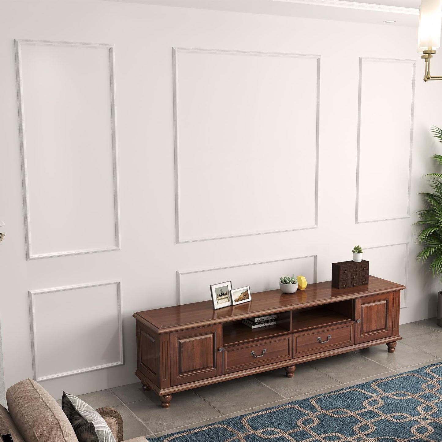JSIWOTH Peel and Stick Wall Molding Kit Set of 6 Frames, Premade Wainscoting Panels for Interior Wall Decor, Molding Trim for Living Room Bedroom Corridor Home Accent Walls Panel