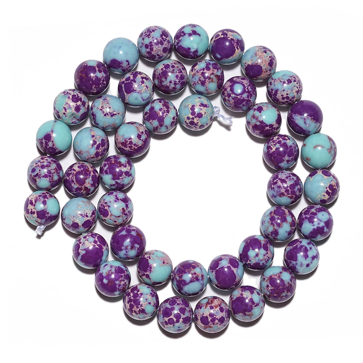 8mm Natural Purple-Blue Sea Sediment Imperial Jasper Gemstone Beads Polished Round Smooth Stone Beads for Bracelets Jewelry Making 15inch Loose Beads