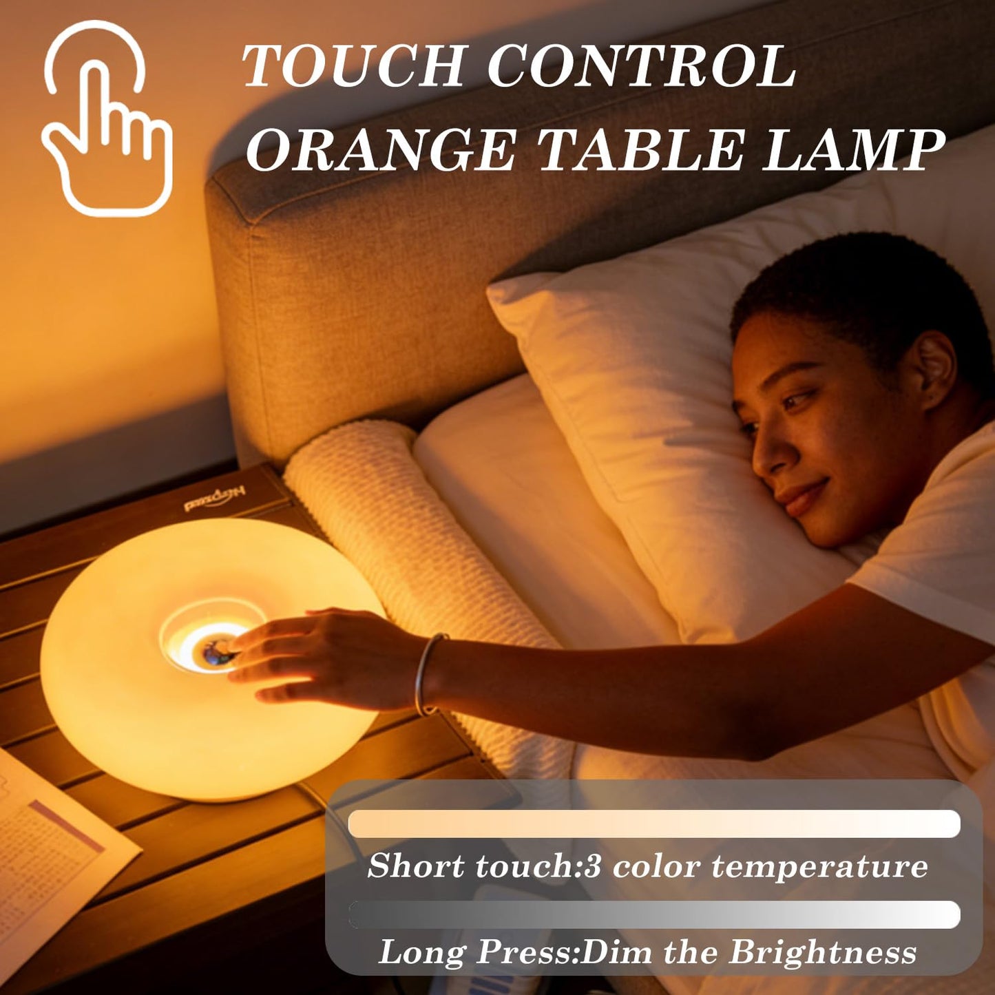 MIXL - Orange Donut Table Lamp,Dount Light Lamp Ambient Lighitng,Aesthetic Touch Table Lamps,Modern Cute Desk Lamps for Living Room Bedroom