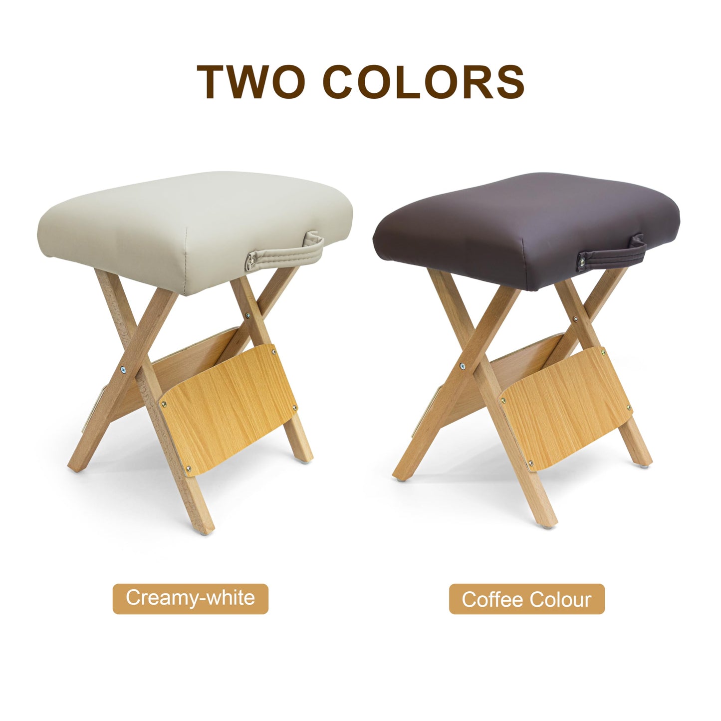 Elitzia Convenient Wooden Folding Stool SPA Beauty Salon Beautician PU Sponge Soft Hand-Held Portable Travel to Folding Low Stool Comfortable Working Wood Foldable Chair Home ET20646 (Coffee Colour)