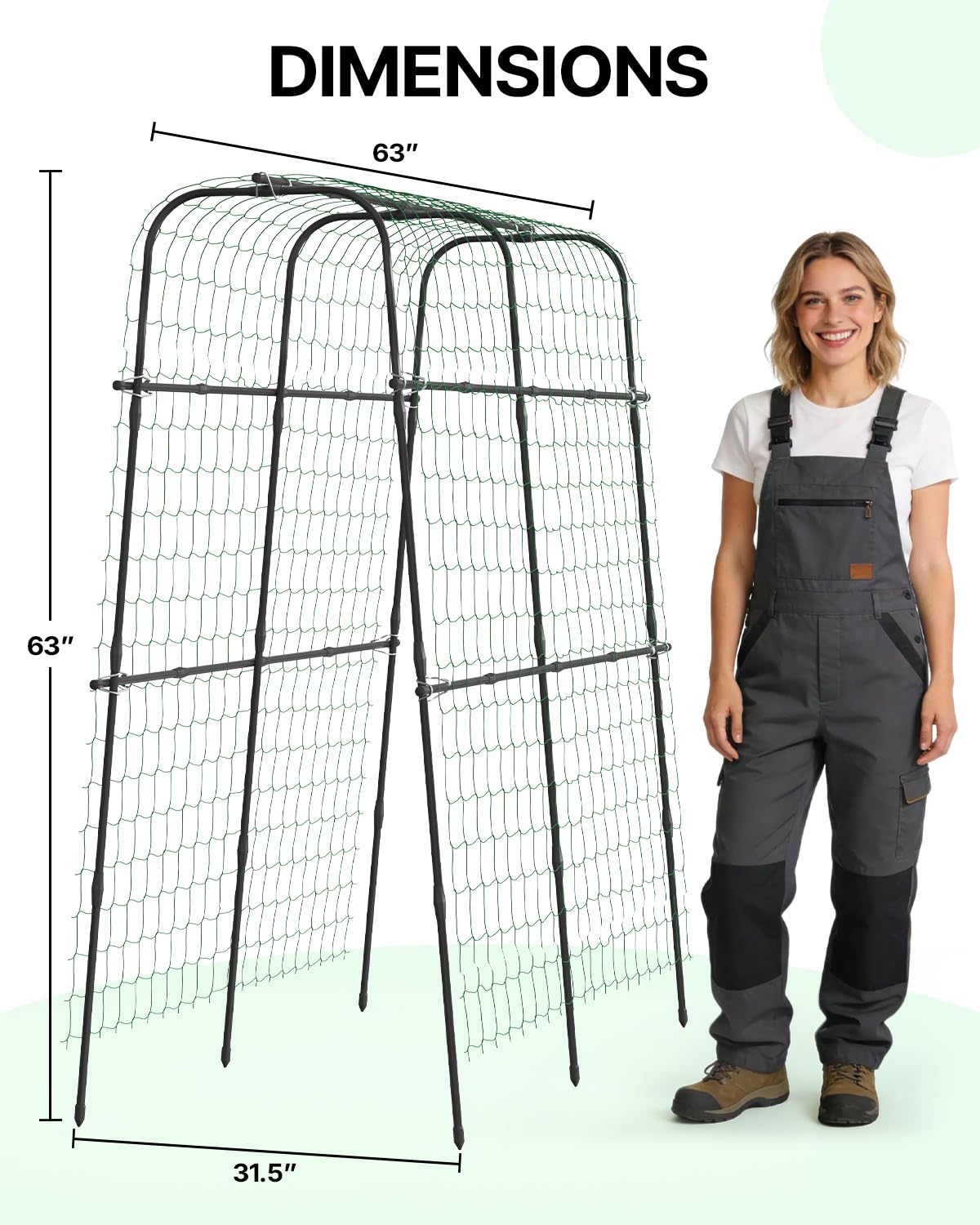 Suteck Cucumber Trellis for Raised Bed – 63" Tall Arch U-Shaped Metal Garden Trellis for Climbing Vegetables, Easy Assembly Plant Support for Home Gardeners