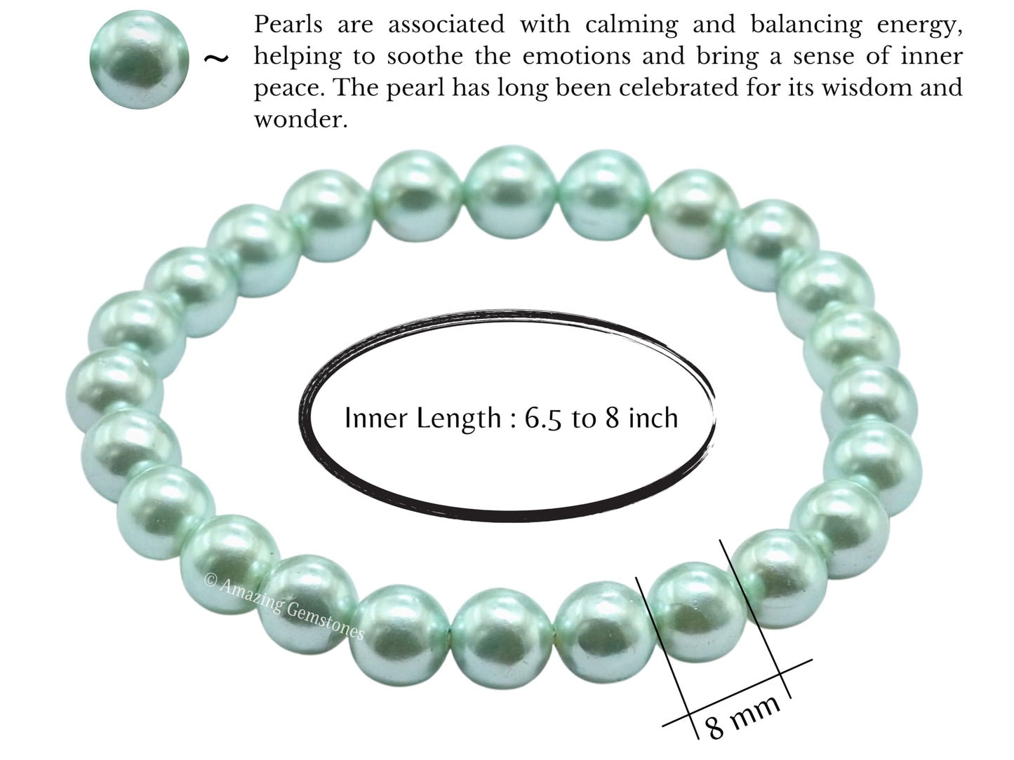 Amazing Gemstone Crystal Bracelet for Women Men's Gifts - Protection Healing Crystal Bracelet - 8mm Gemstone Beaded Stretchable Bracelet Pulseras Para Hombres Mujer Stocking Stuffers Mothers Day Gift (Pistachio Pearl)