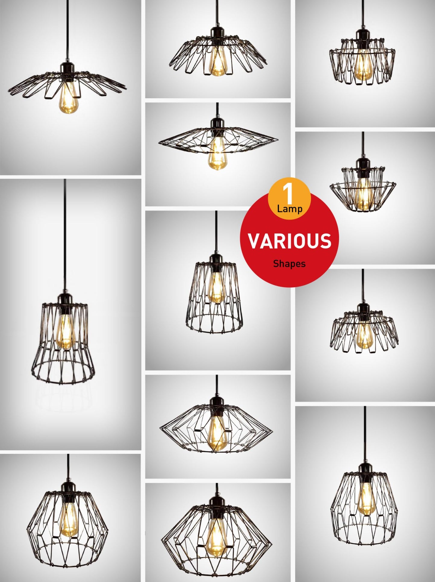 KOSTA Pendant Light Fixtures, Hanging Ceiling Lights, E26 Base Max. 40 Watts, for Kitchen Island Dining Restaurant Room Hallway Hotel Bar, 12 Inch, Bulb Not Included, 2-Pack