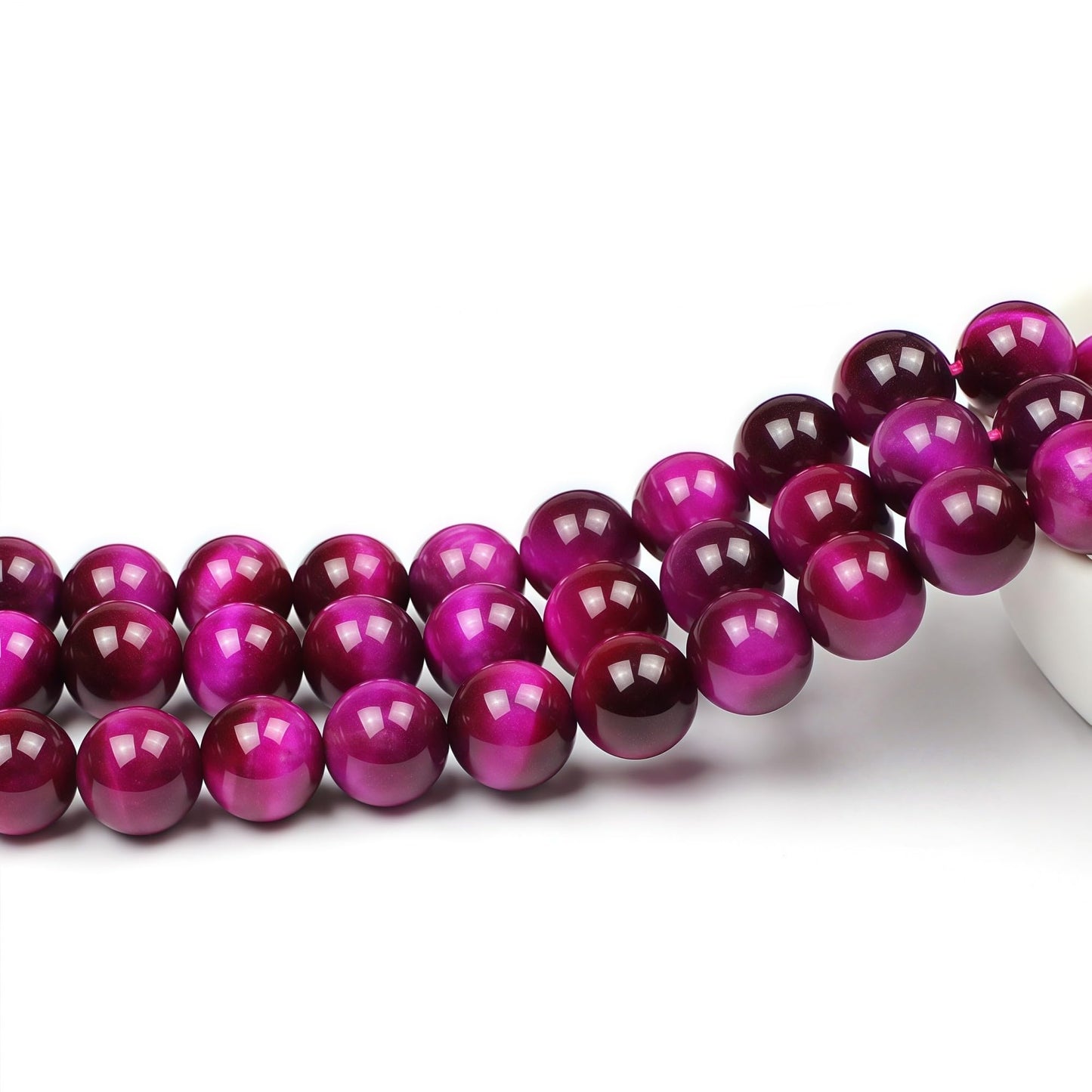 MJDCB Stone Beads 8mm 43pcs Round Rose Red Tiger's Eye Loose Gemstone Bead Charms for Jewelry Making Bracelet Necklace Earring Pendant