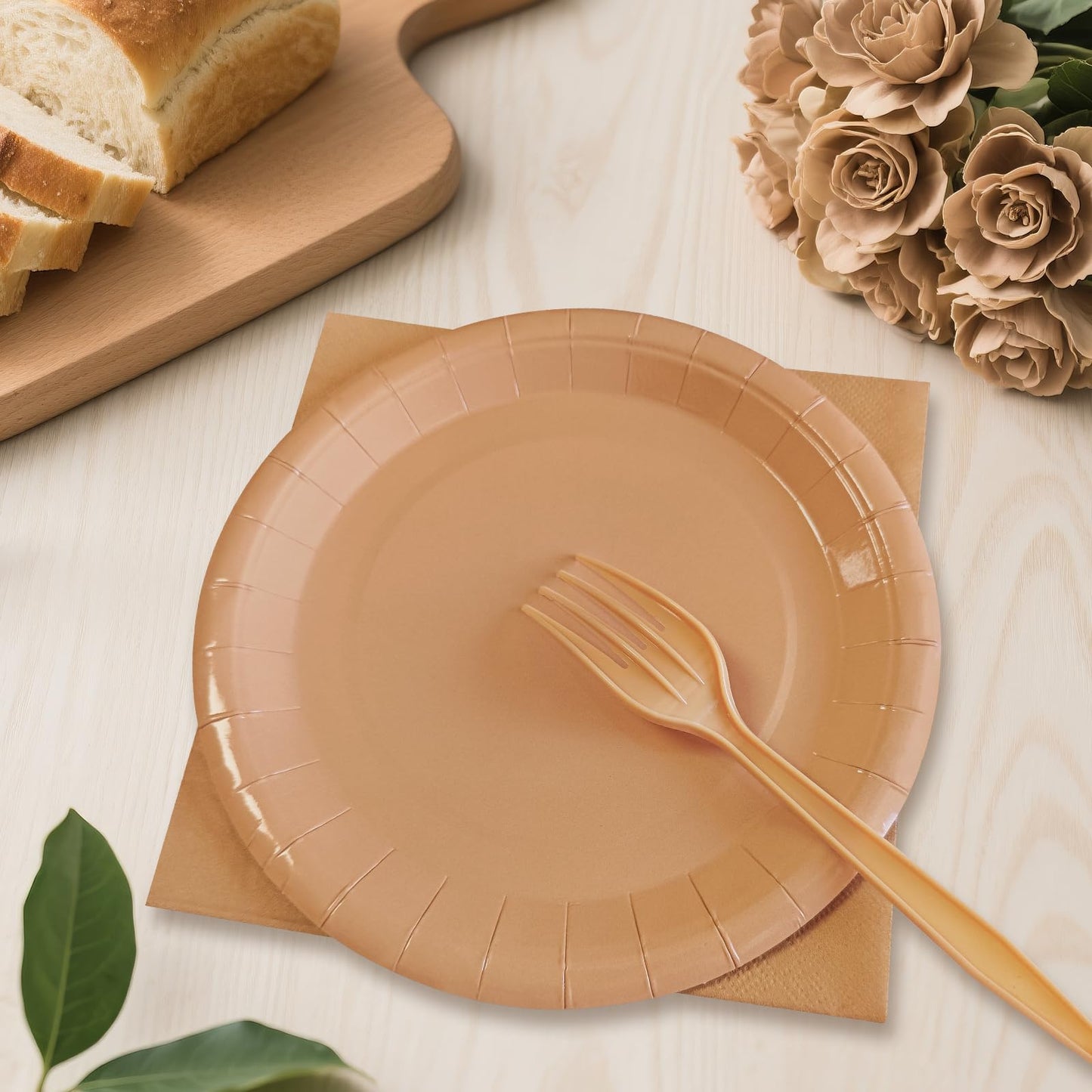 WXLDGHQ Serves 35 Guests Gradient Brown Plates and Napkins Party Supplies,7" Gradient Brown Birthday Dessert Paper Plates and Napkins,Disposable Party Dinnerware for Wedding,Graduation