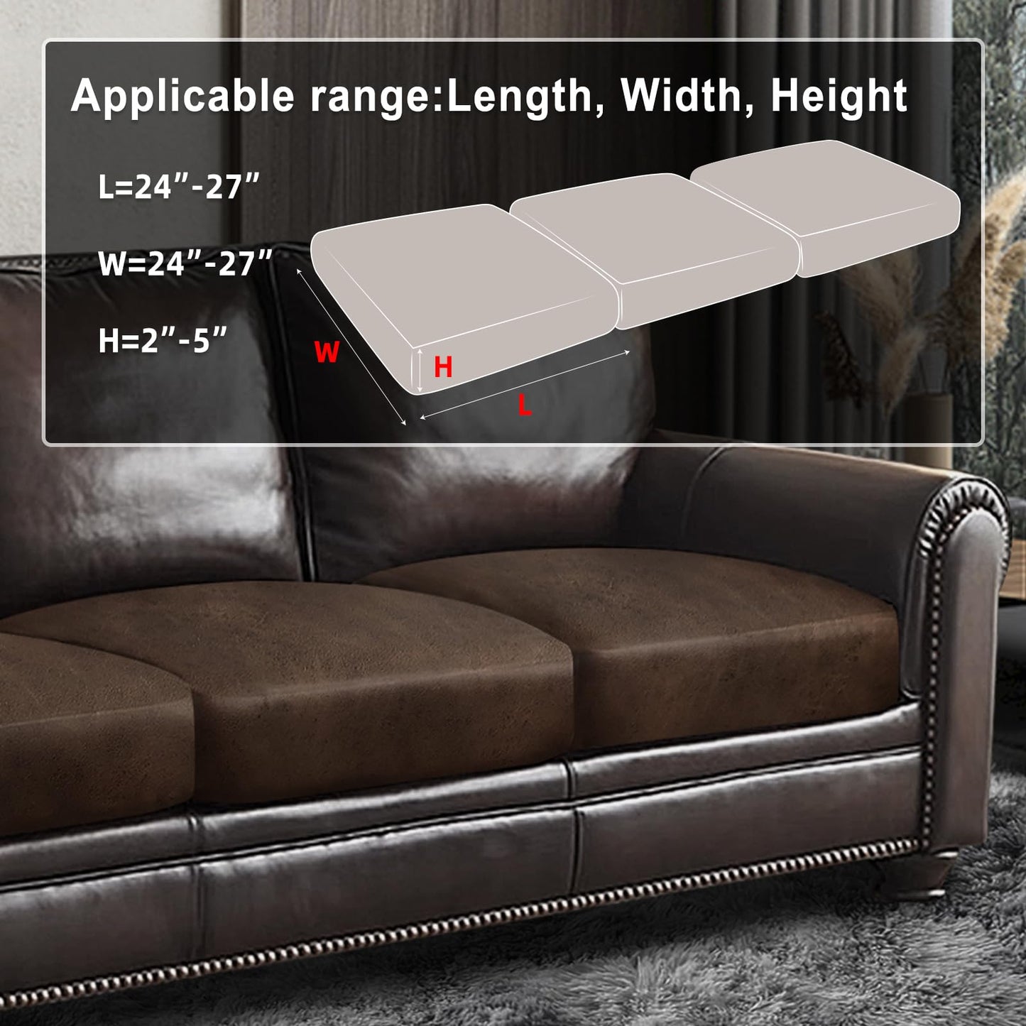 ANARACHON Leather Look Couch Cushion Covers Sofa Seat Slipcovers Sets Couches Furniture Protector for Sectional Armchair Loveseat Pets Kids Stretch Spandex Fabric(3 Cushion Sofa, Brown)