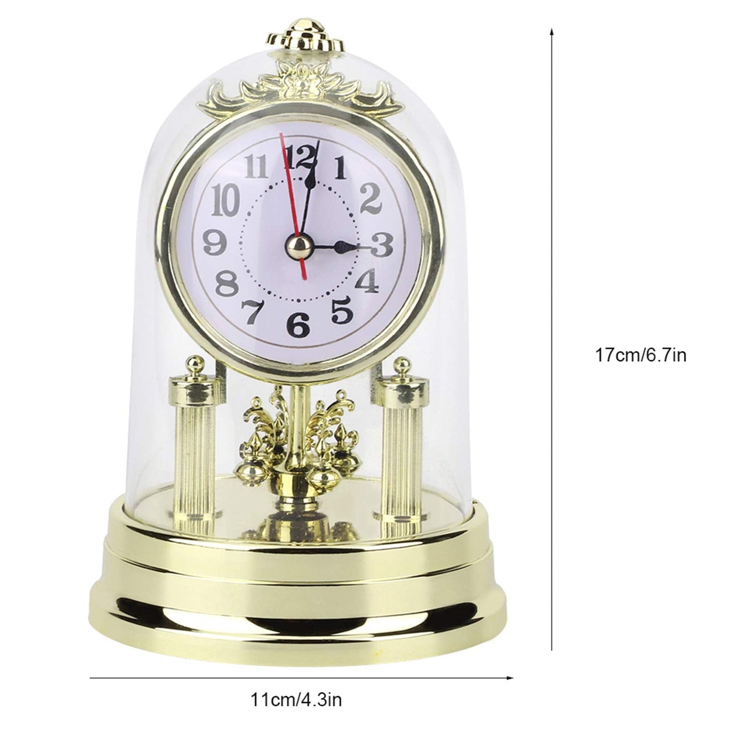 Aramox Retro Living Room Clock, European Retro Style Living Room Clock, Antique Silent Table Clock Home Decor for Home, Office, Hotel (Gold)