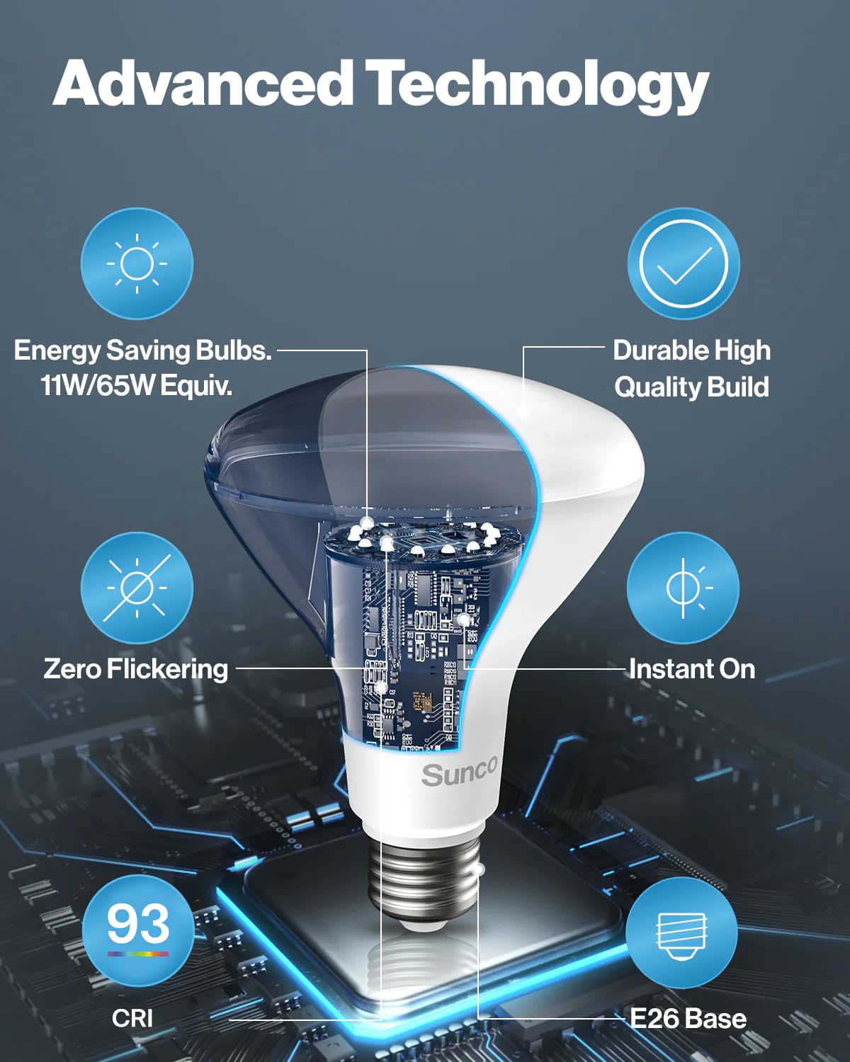 Sunco 6 Pack BR30 Light Bulb LED Recessed Can Light Bulbs, Indoor Flood Light Bulb 850 LM, 11W (65W Equivalent), 3000K Warm White, Dimmable, E26 Base, for Home, Kitchen, Bedroom UL