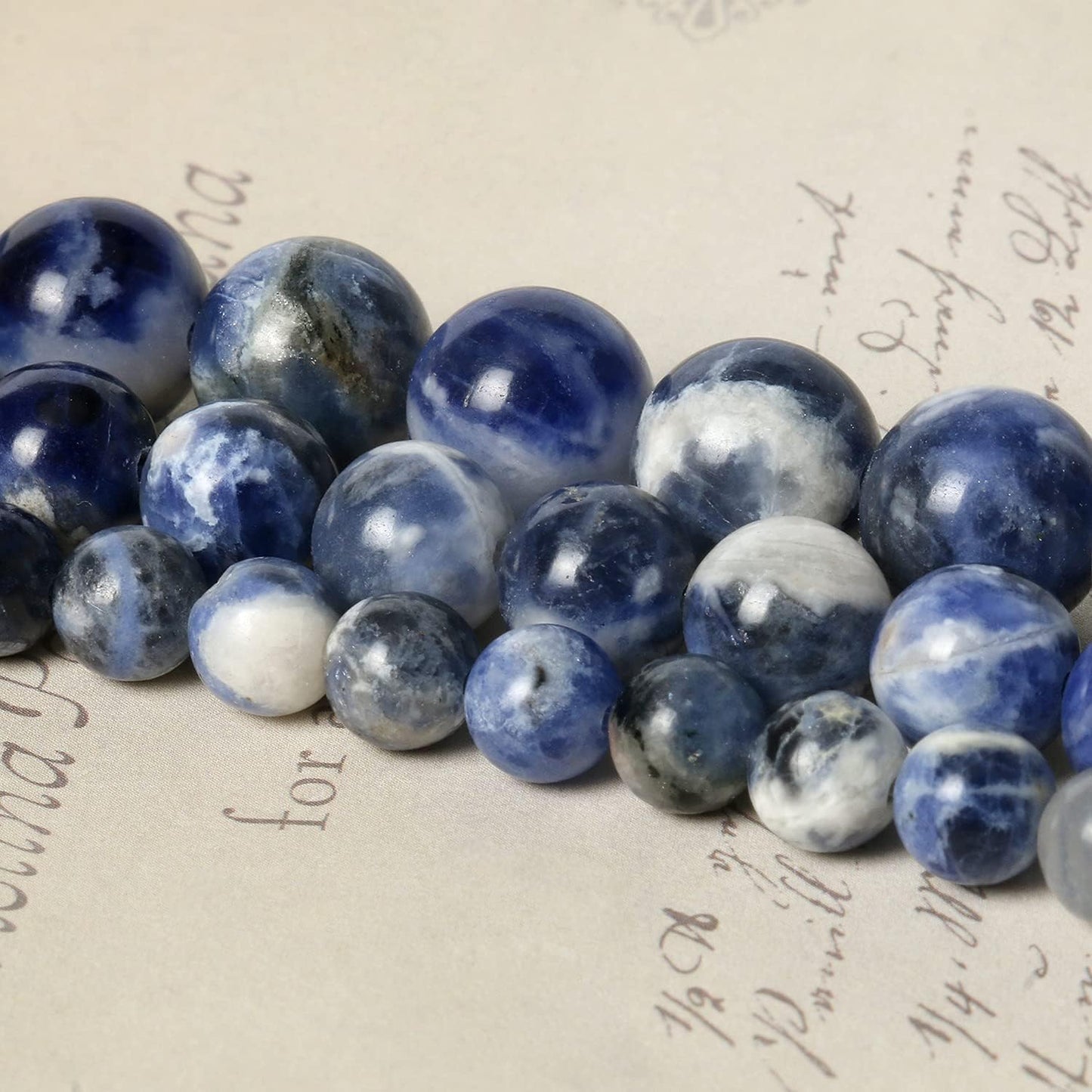 About 45pcs 8mm Natural Stone Beads White Blue Sodalite Beads Crystal Gemstone for Jewelry Making, DIY Bracelet Necklace