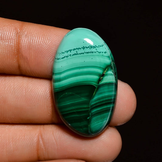 Natural Malachite Gemstone- Healing Crystals for DIY Jewelry Making -Loose Natural Cabochon -Perfect for Crafting Unique Jewelry Designs (5 pcs, 25-35 mm)