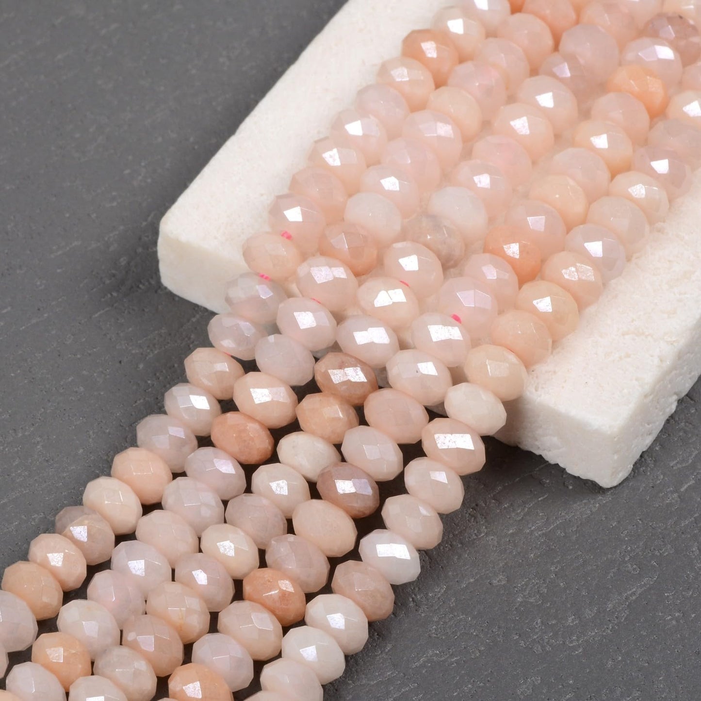 Aqua Aura Peach Aventurine 6mm Gemstone Faceted Rondelle Loose Beads DIY Jewelry Making Beads 16 Inch