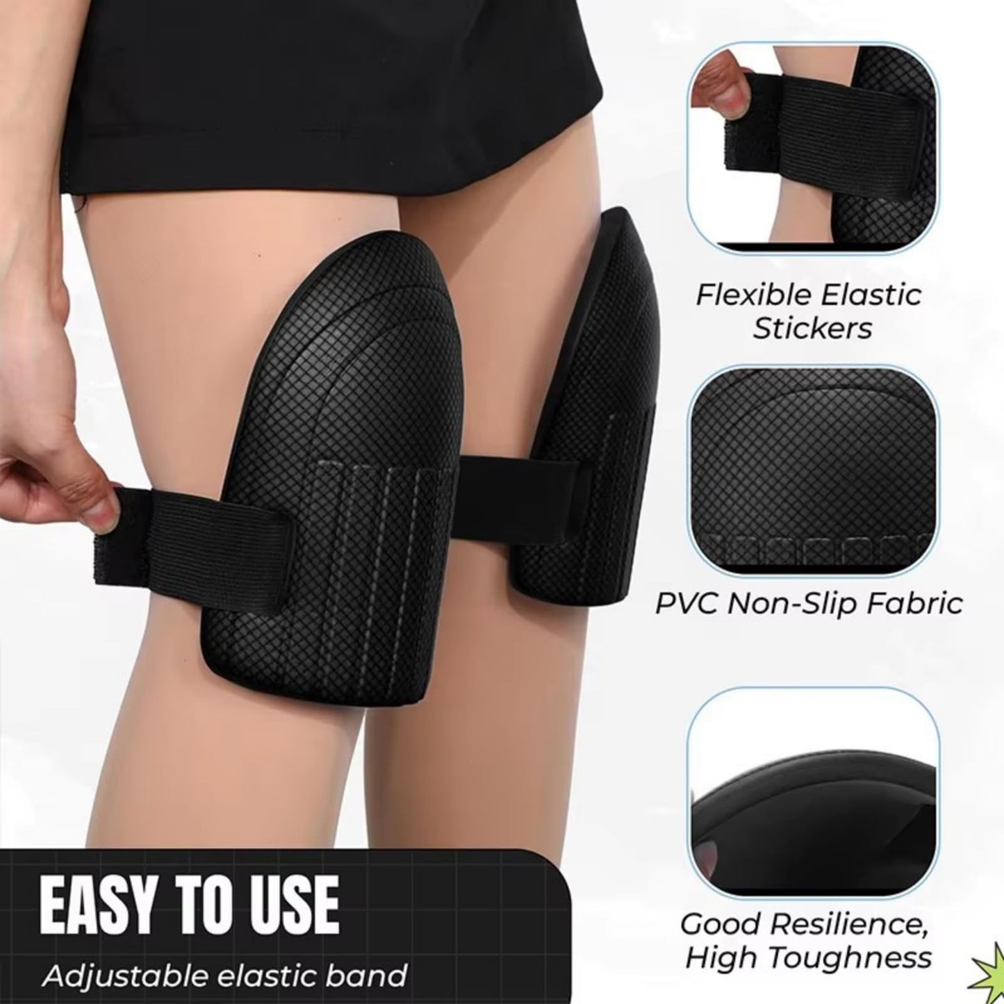 MBHKRRSGardening Knee Pads for Women and Men Lightweight Waterproof Foam Knee Pads for Gardening and Housework with Adjustable Hook'n'Loop Straps (black)