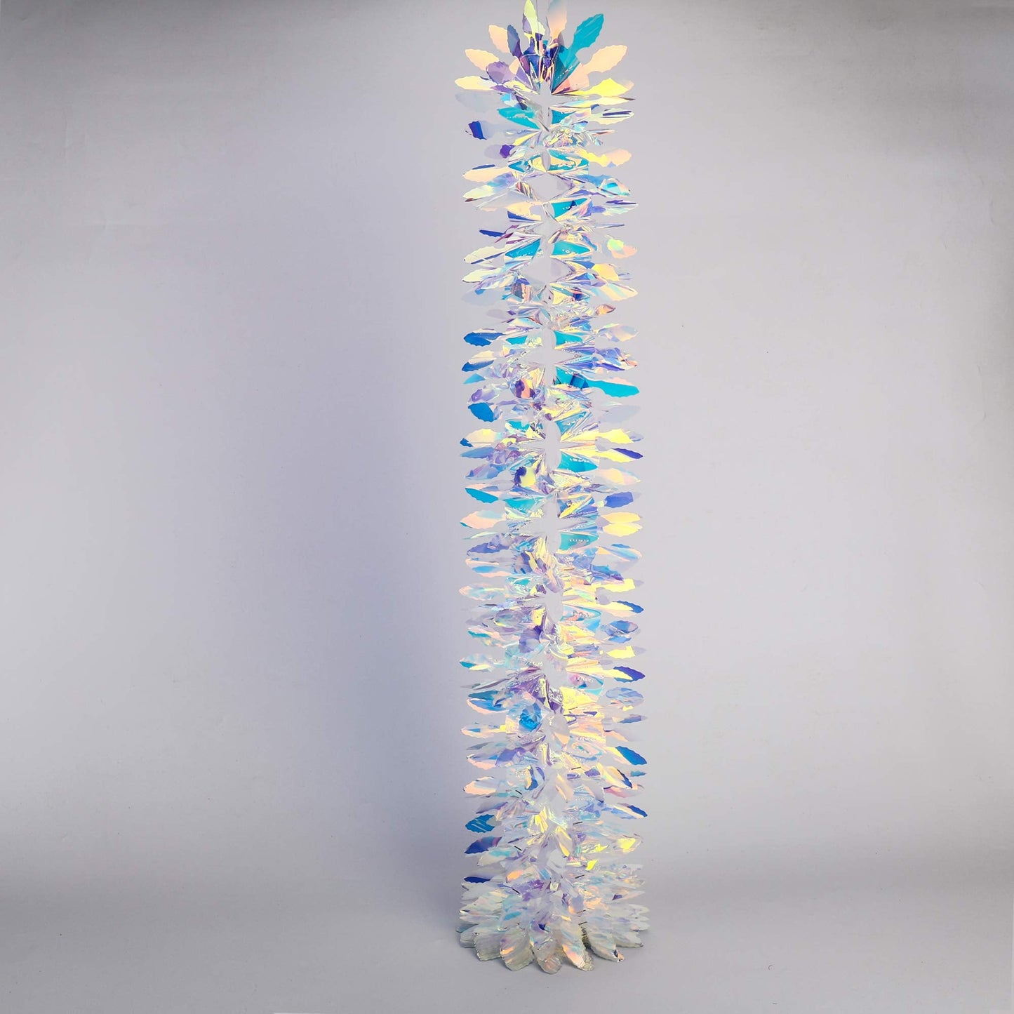 Iridescent Hanging Decorations Garland, 6ft Long Roll Shiny Foil Metallic Banner for Christmas, Bridal Shower, Wedding, Birthday, Frozen Theme Party, Fairy Princess Rainbow Show Decoration