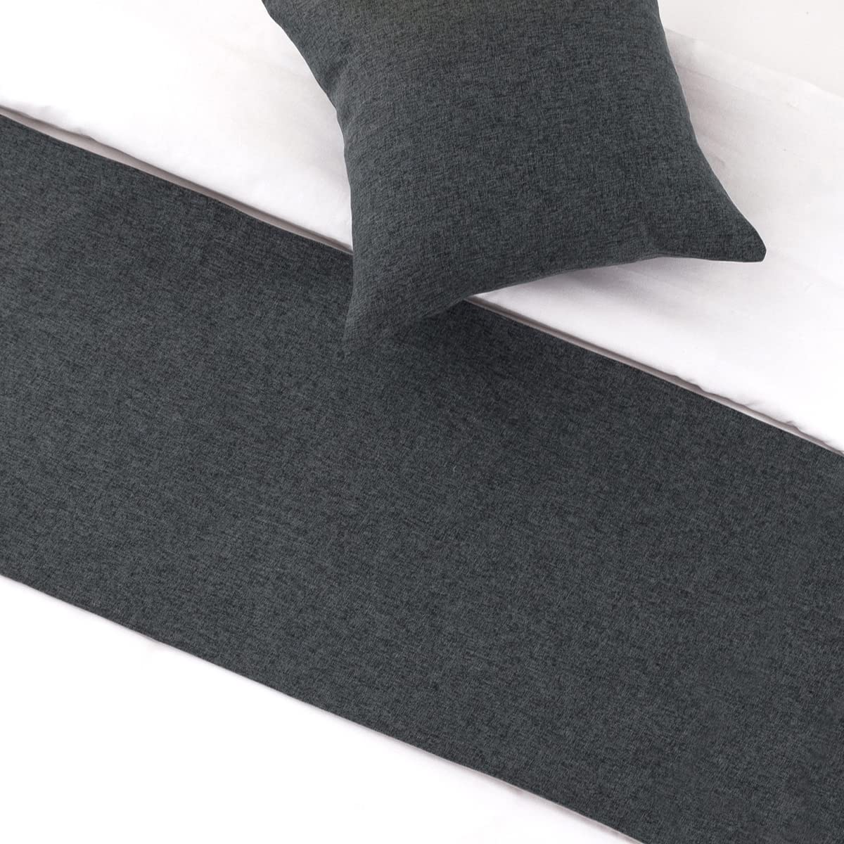AMBERIS Bed Runner Dark Grey, Imitation Linen Decorative Bed Scarf for Home Hotel (Pillowcases Sold Separately)