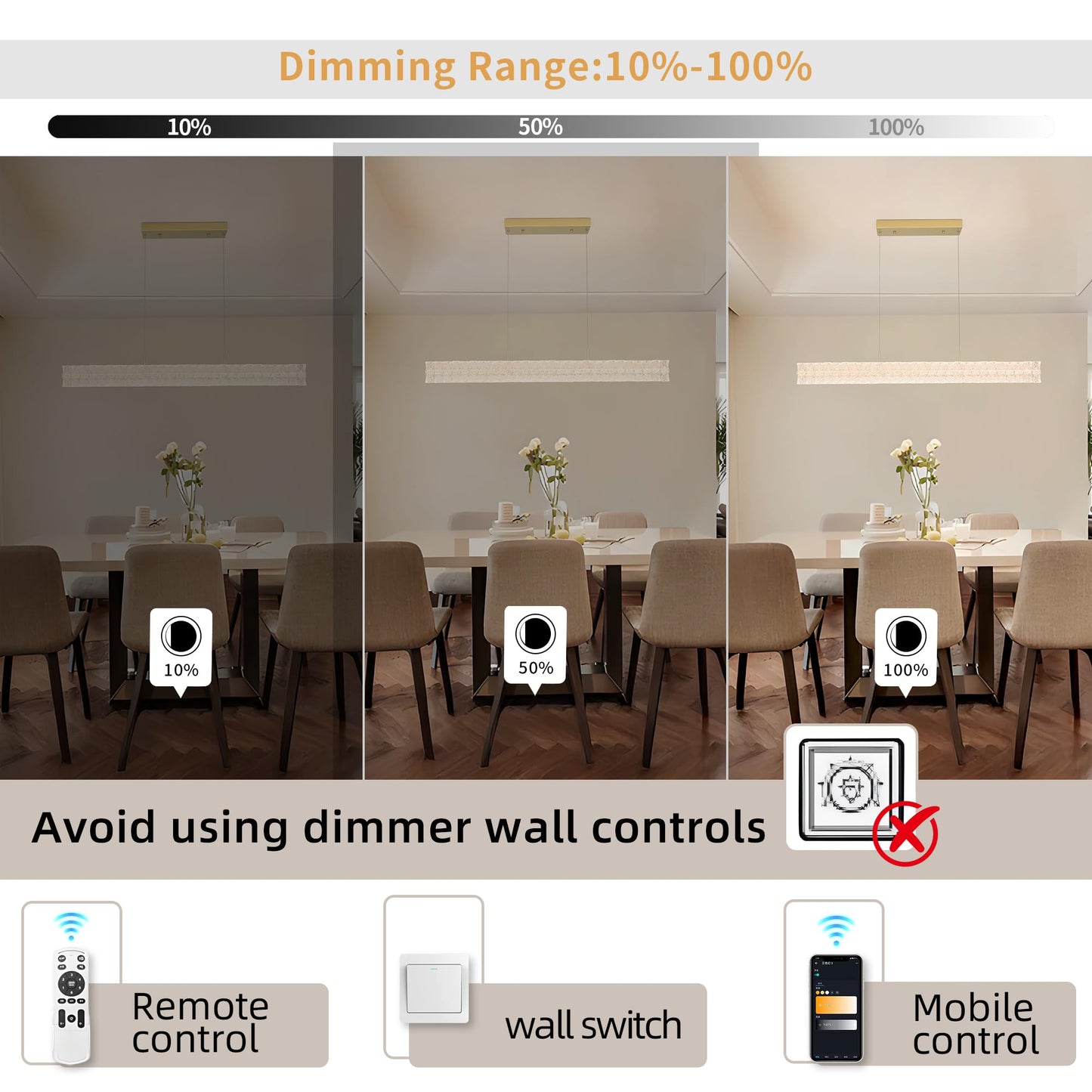 BESTWEST Modern 47.2inch Rectangle Crystal Chandelier, Dimmable Led Crystal Pendant Lighting for Dining Room Kitchen Island, Linear Chandelier Hanging Light Over Table