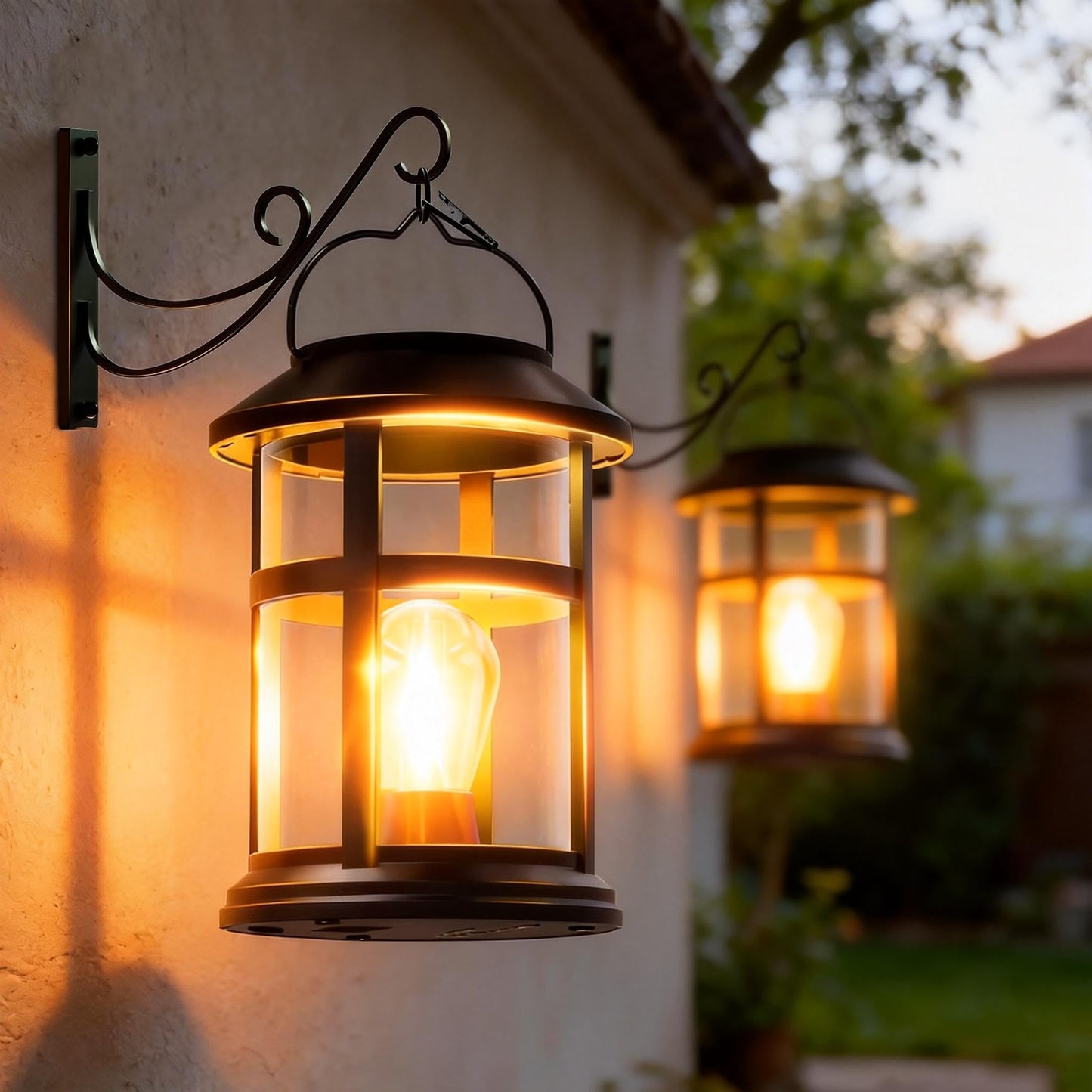 GARPAR Solar Lanterns Outdoor Waterproof with Wall Mount Kit, Upgraded Brighter Hanging Solar Lights for Outside, Auto On/Off Solar Powered Lantern for Garden Yard Patio Porch Decor, Gift for Mom