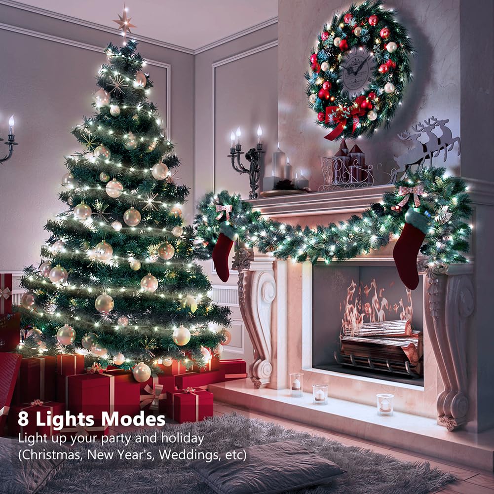 Battery Operated String Lights (4 PACK), 16.5ft 50 LED Twinkle Fairy String Lights Battery Powered with Auto Timer for Indoor Outdoor Christmas Trees Wreath Decoration Party Bedroom Garden- Cool White