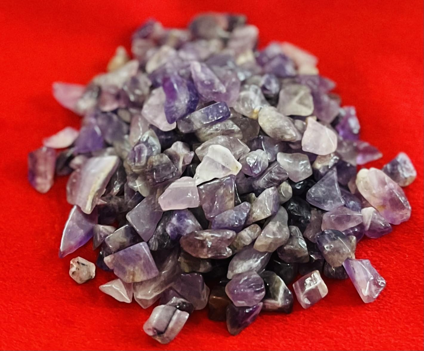 Indian Consigners Natural Crushed Polished Tumbled Gem Stone Chips, Decoration & Healing Crystals (Amethyst)