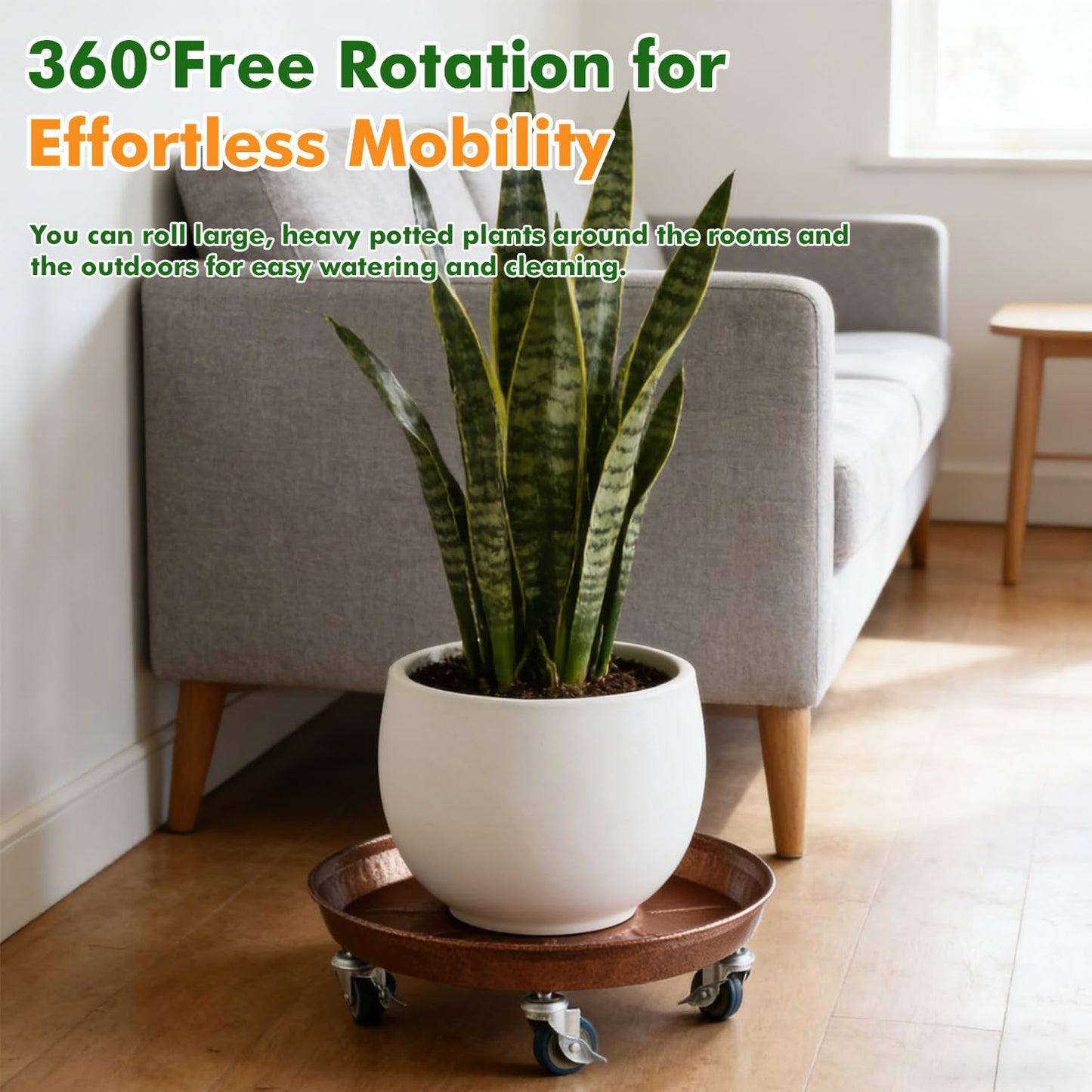 Planterhoma 3 Packs 16" Metal Plant Caddy with Wheels Extra-Large Rolling Plant Stand Heavy-Duty Plant Dolly with Casters Indoor Outdoor Wheeled Flower Pot Mover Rollers Garden Cart Trolley, Copper