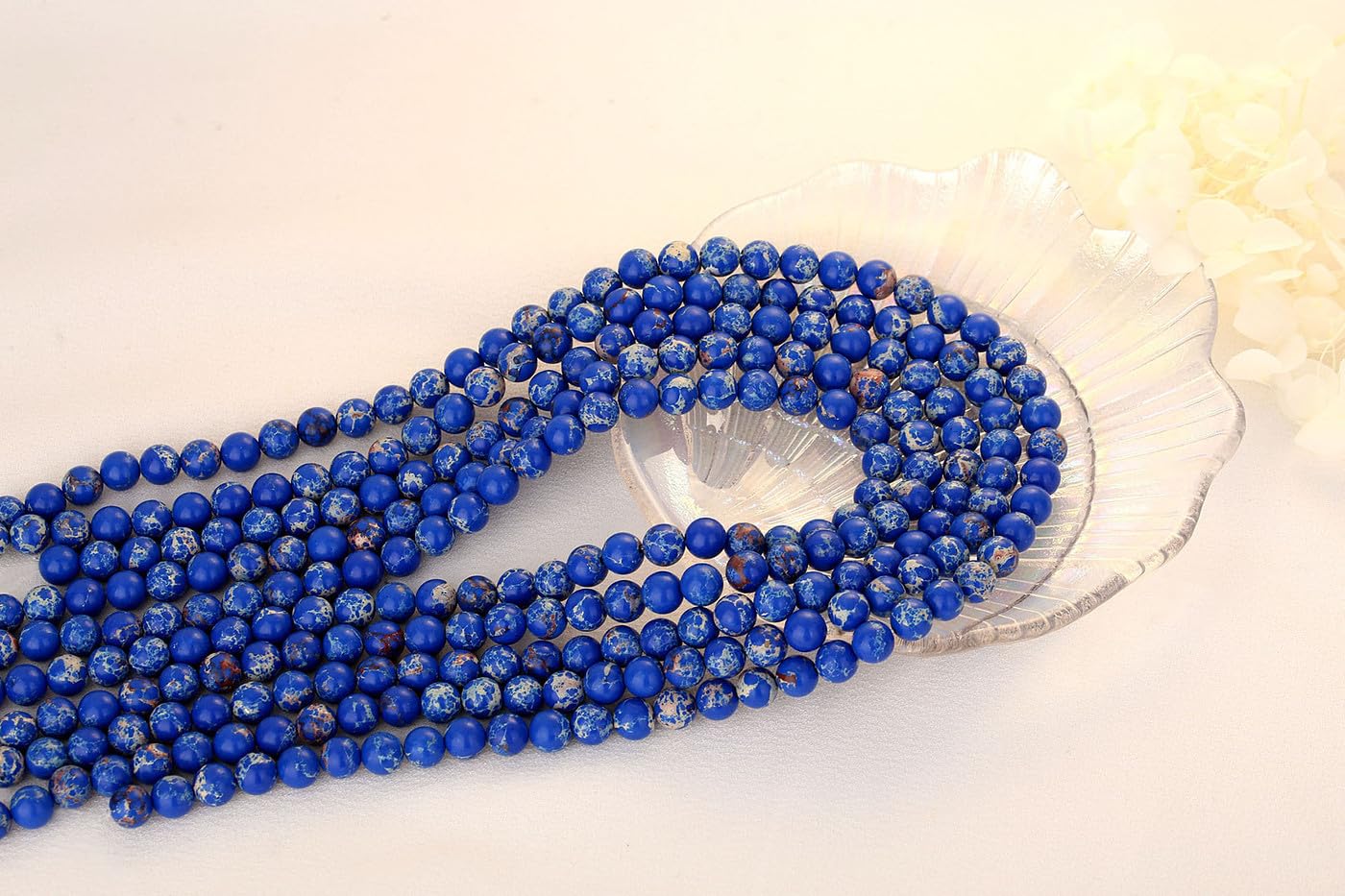 QINJIEJIE 60PCS Lapis Lazuli Imperial Jasper Beads 8mm Stone Beads Round Loose Gemstone Bead for Bracelet Beading Crystal Jewelry Making DIY Necklace Earrings 0.32"