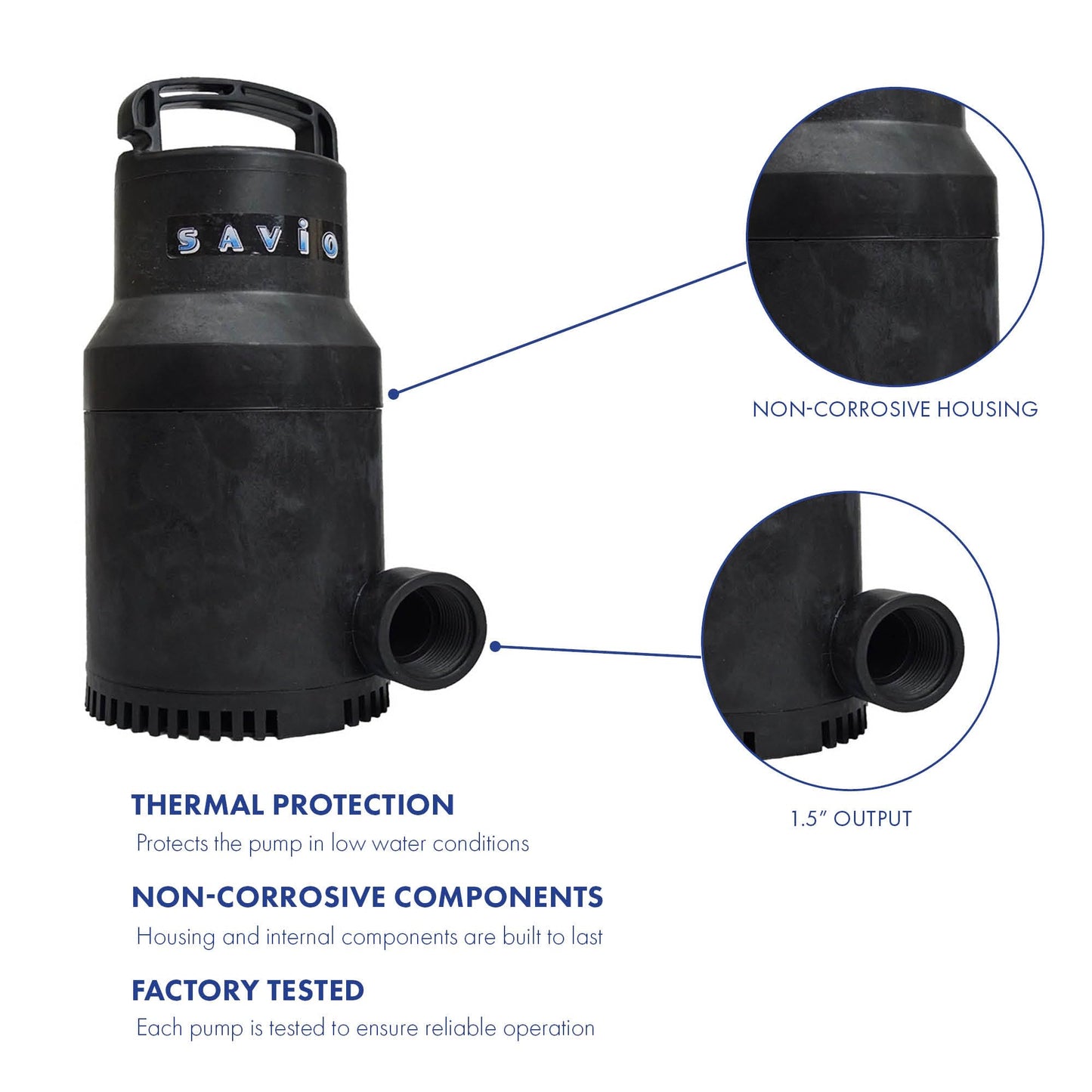 Savio Water Master Clear 1740 GPH Submersible Pond Pump
