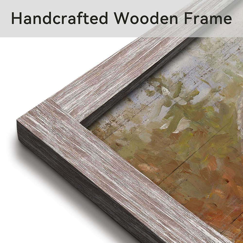 Framed Bear Picture Wall Art: Large Wild Animal Prints Woodland Wildlife Artwork Rustic Farmhouse Wood Painting for Living Room Bedroom