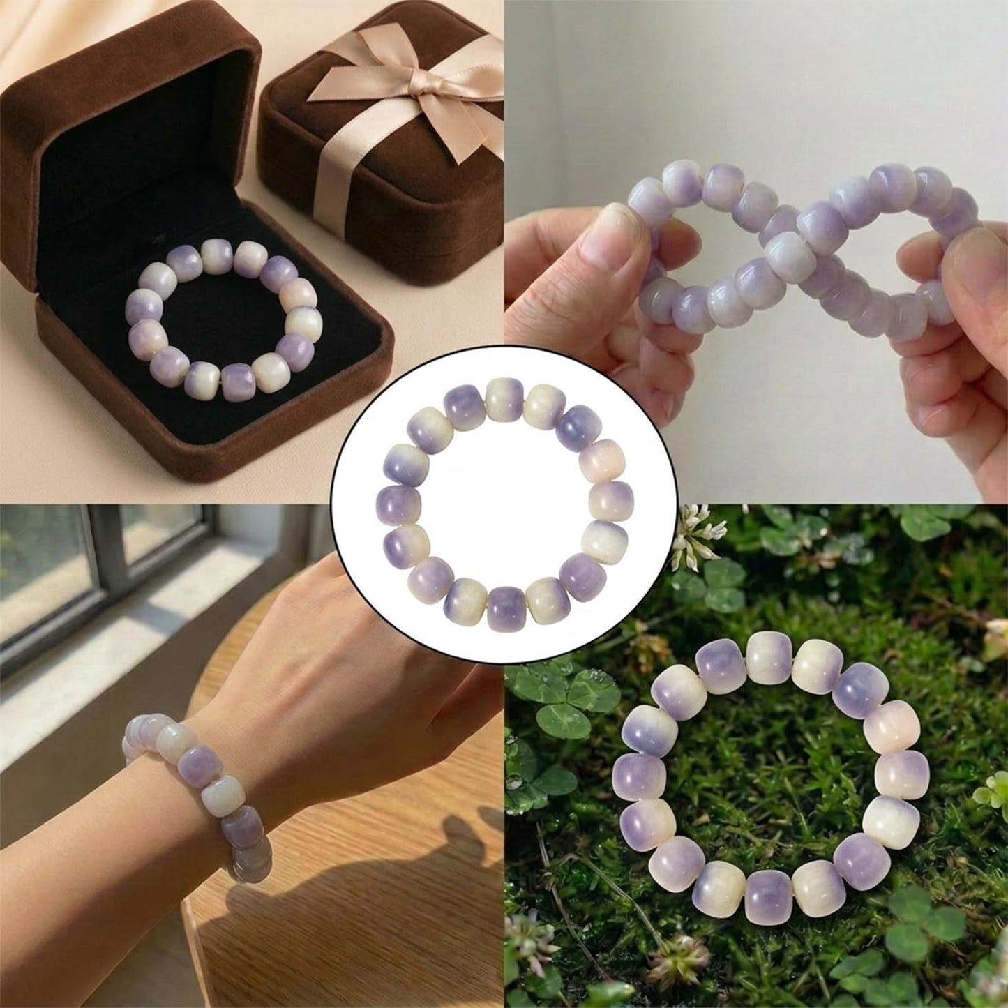 Qchengsan Natural Bodhi Bracelet for Women, Fidget Bracelet for Anxiety Relief, Stress Relief Beaded Sensory Jewelry for Adults, Healing Meditation Gifts for Women, Birthday Gifts for Women